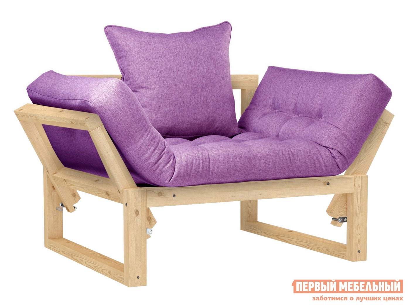 Кресло  Амбер Сосна натуральная, Фиолетовый, рогожка