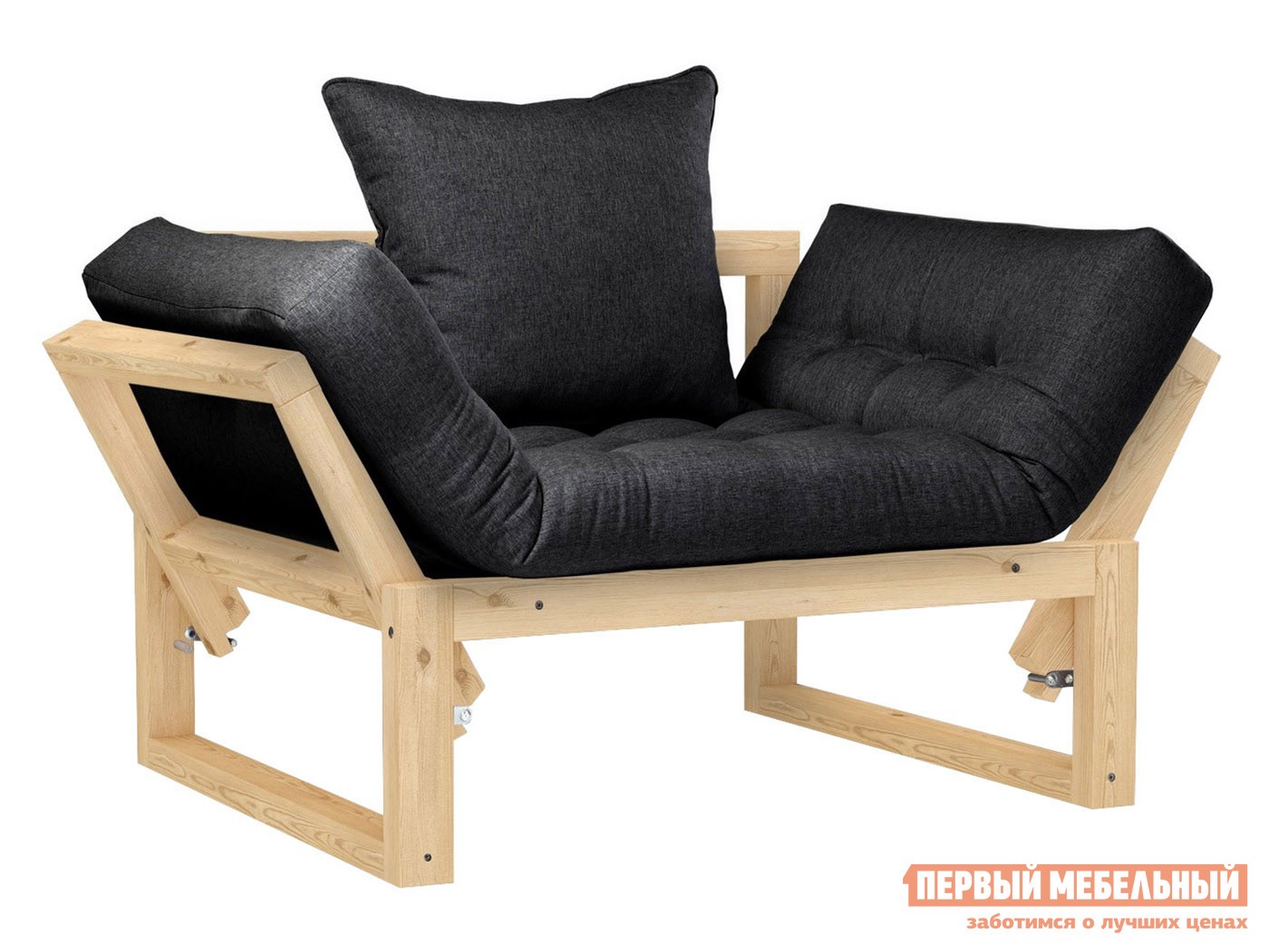 Кресло  Амбер Сосна натуральная, Черный, рогожка