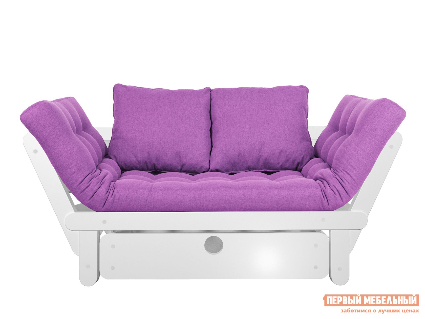 Прямой диван  Сламбер Бокс Белая эмаль, Фиолетовый, рогожка