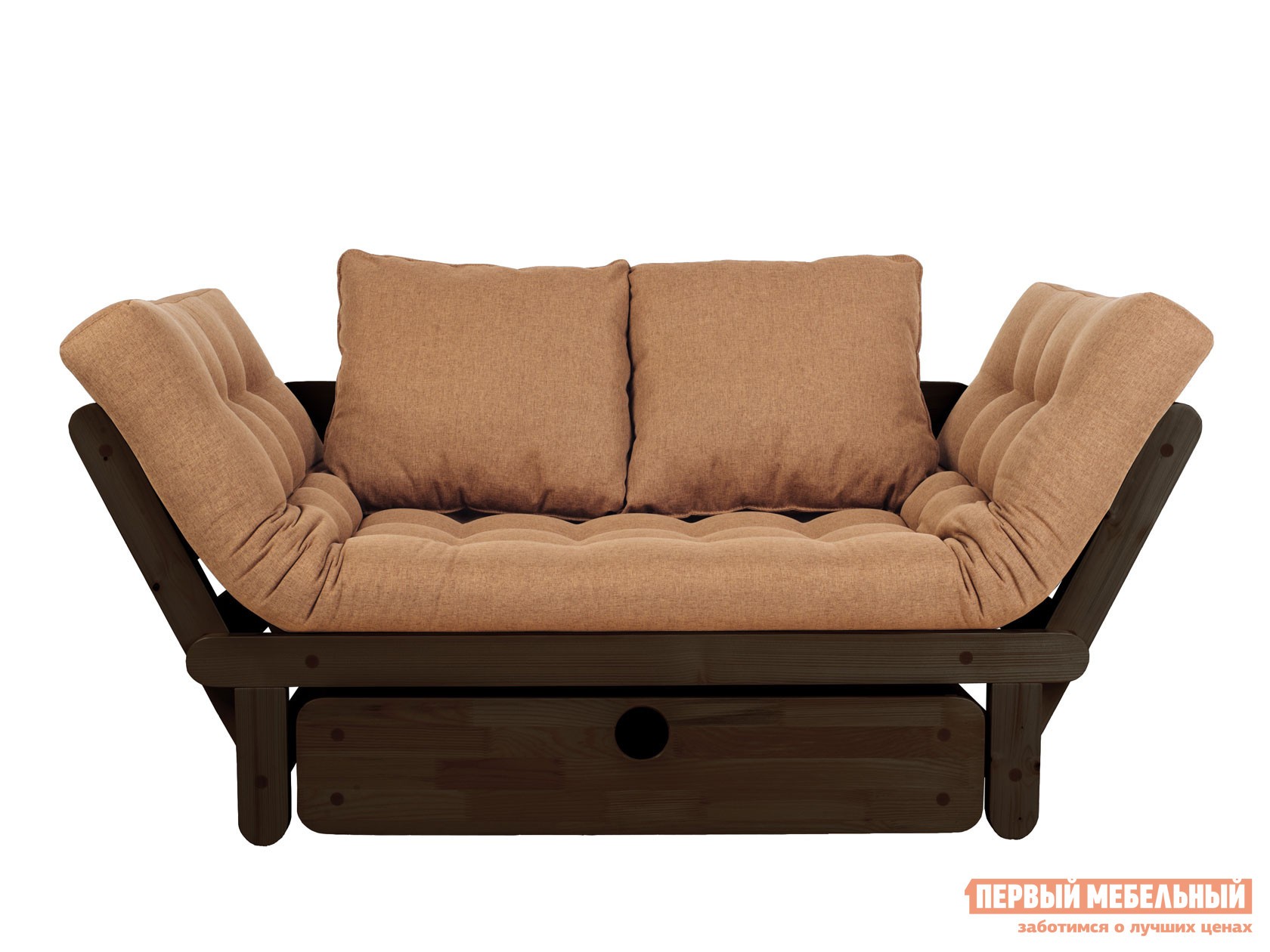 Прямой диван  Сламбер Бокс Венге, Коричневый, рогожка