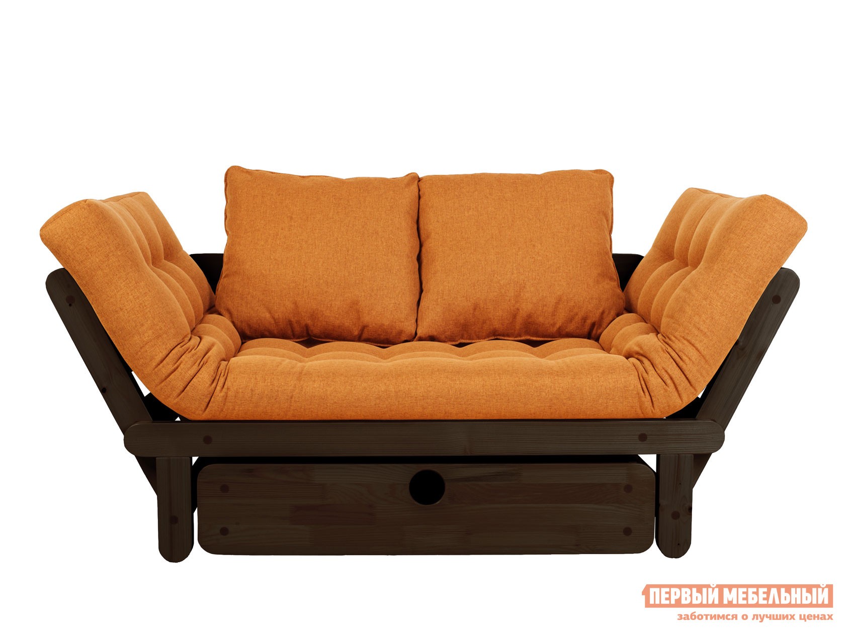 Прямой диван  Сламбер Бокс Венге, Оранжевый, рогожка