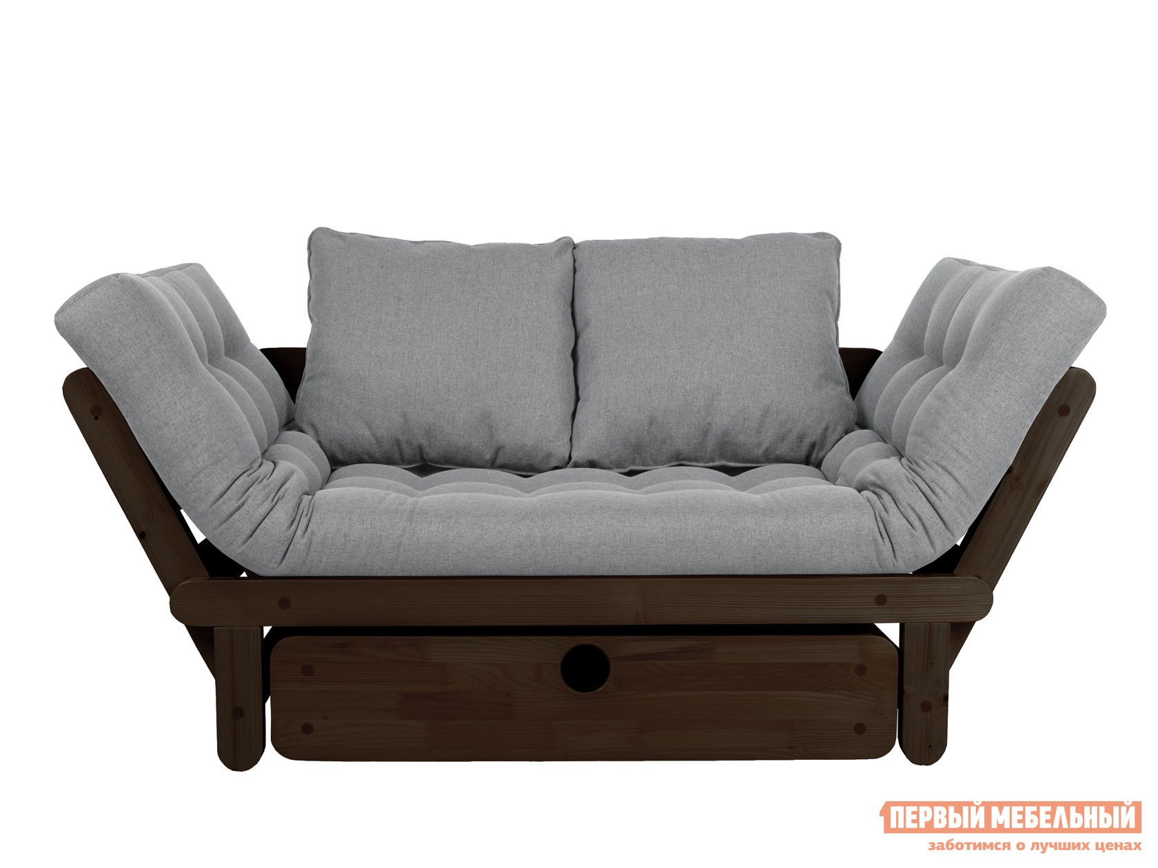 Прямой диван  Сламбер Бокс Венге, Серый, рогожка