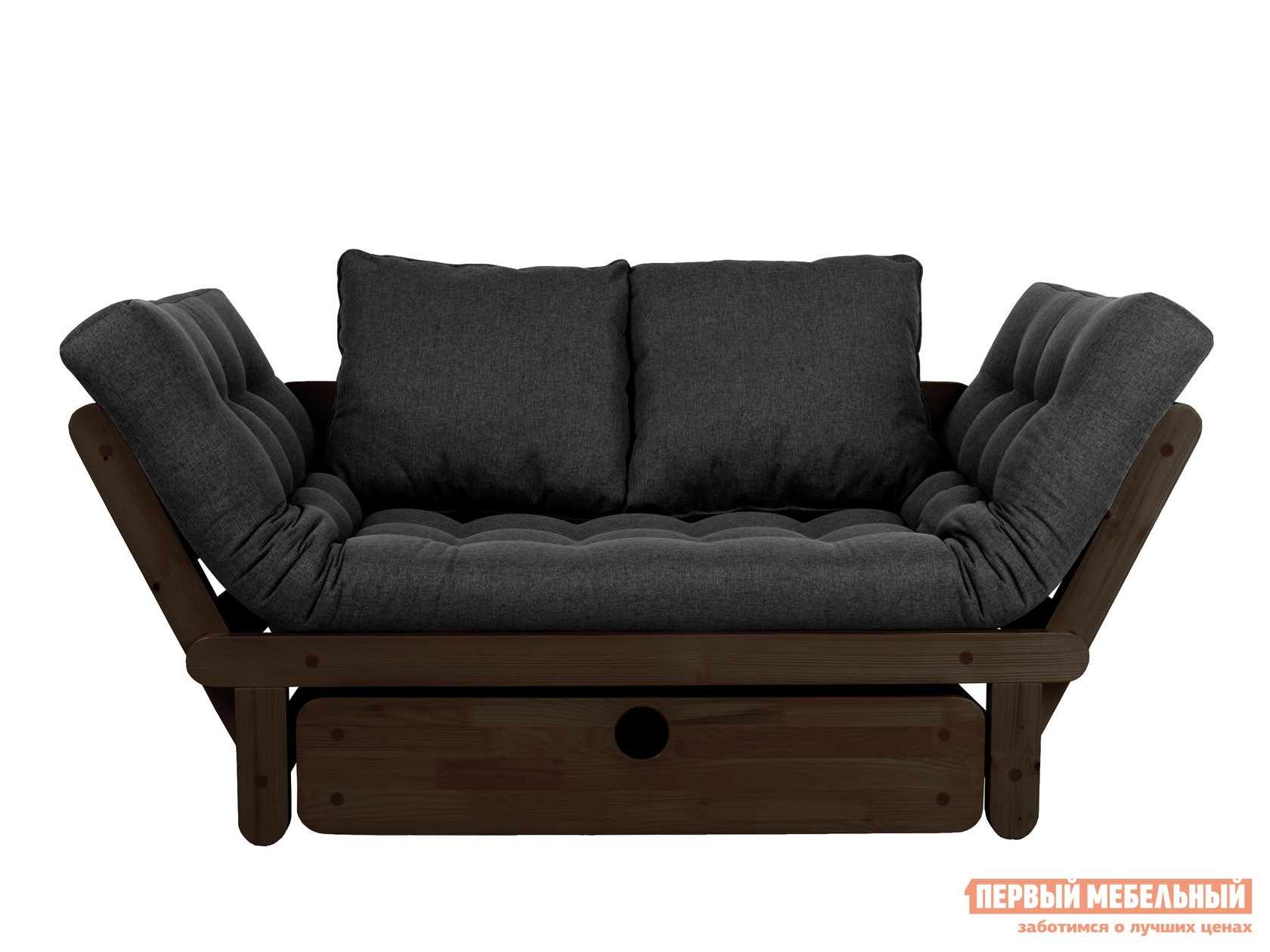 Прямой диван  Сламбер Бокс Венге, Черный, рогожка