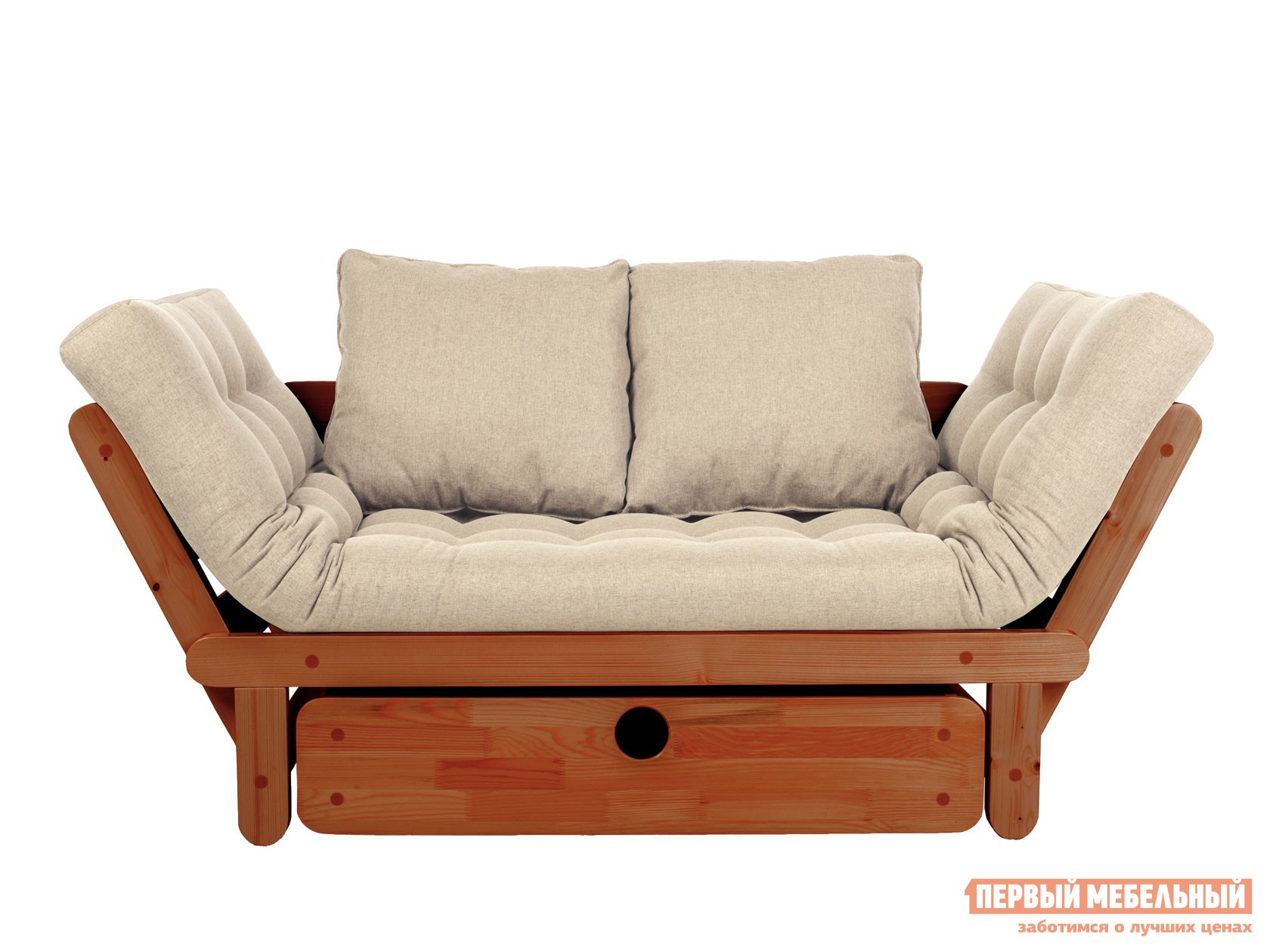 Прямой диван  Сламбер Бокс Вишня, Белый, рогожка