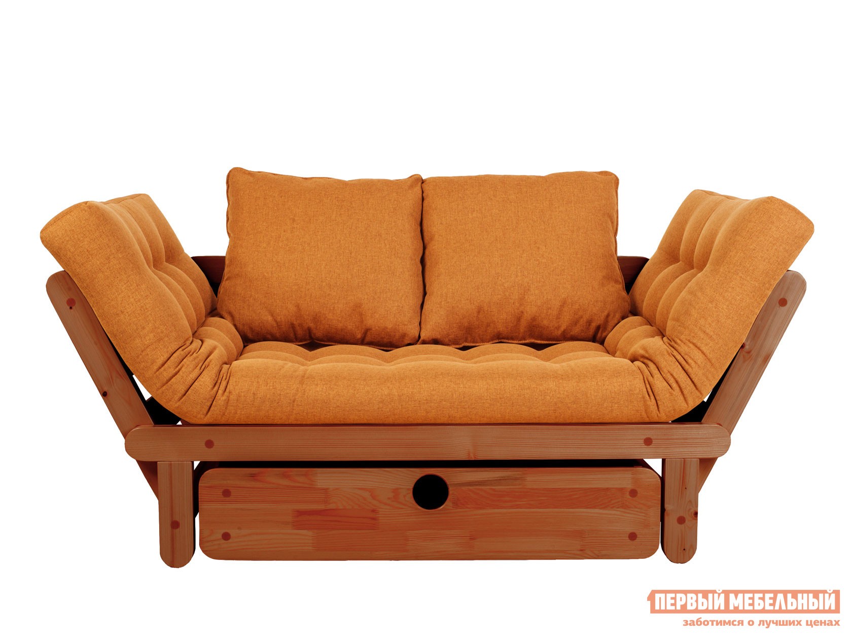Прямой диван  Сламбер Бокс Вишня, Оранжевый, рогожка