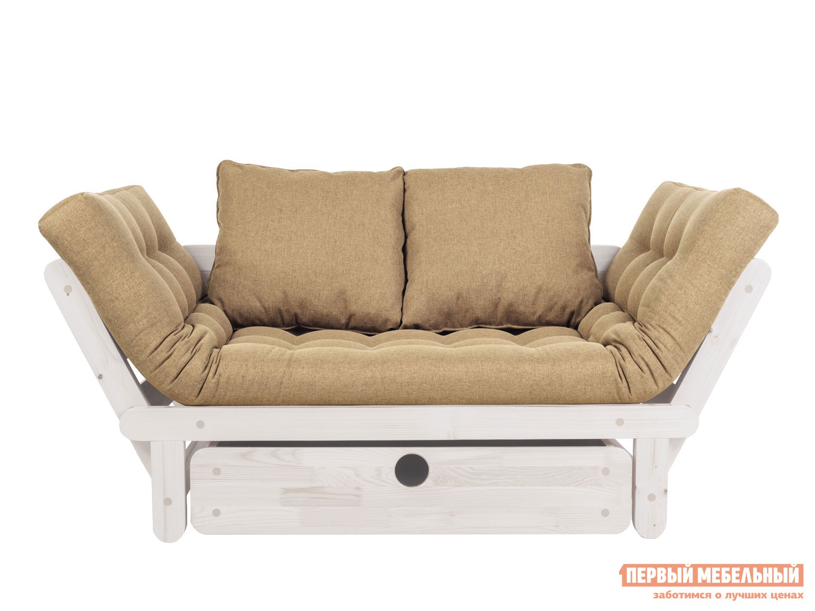 Прямой диван  Сламбер Бокс Дуб беленый, Бежевый, рогожка