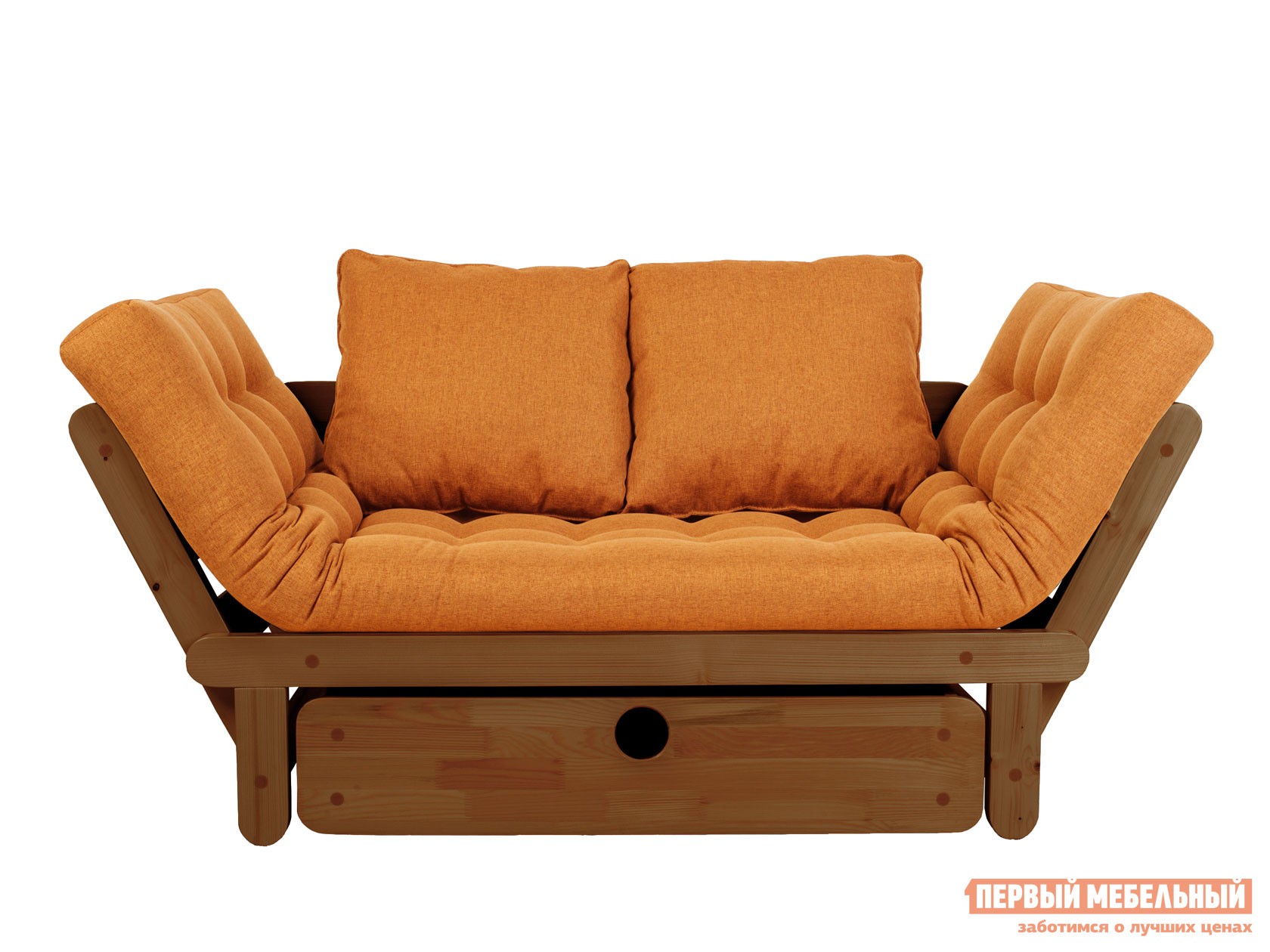 Прямой диван  Сламбер Бокс Орех, Оранжевый, рогожка