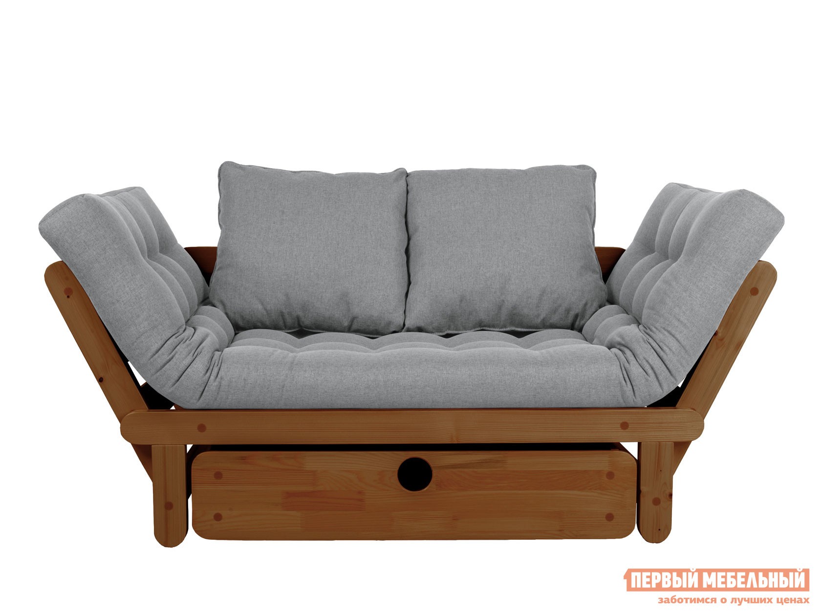 Прямой диван  Сламбер Бокс Орех, Серый, рогожка