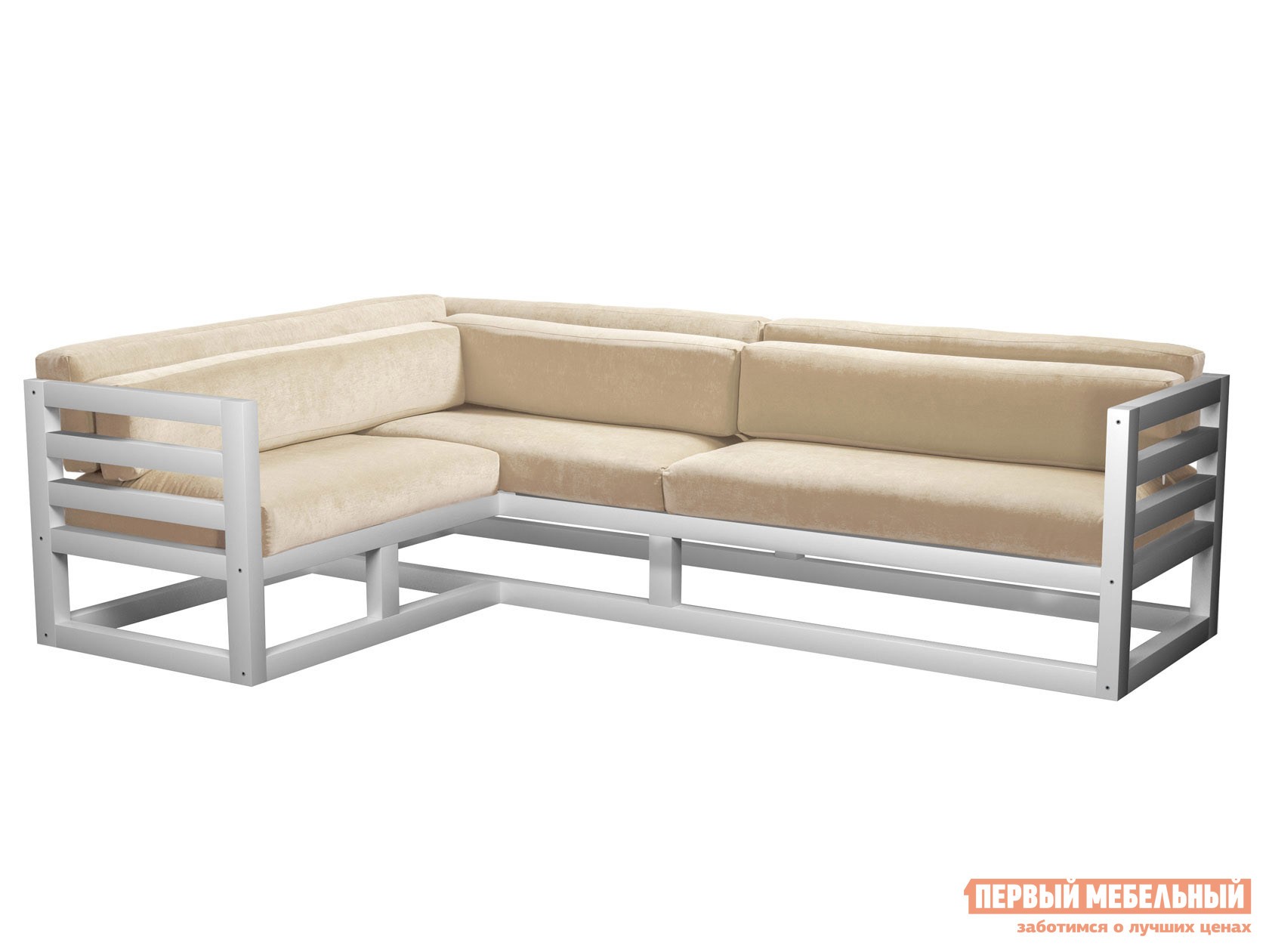 Угловой диван  Магнус Белая эмаль, Белый, вельвет, Левая