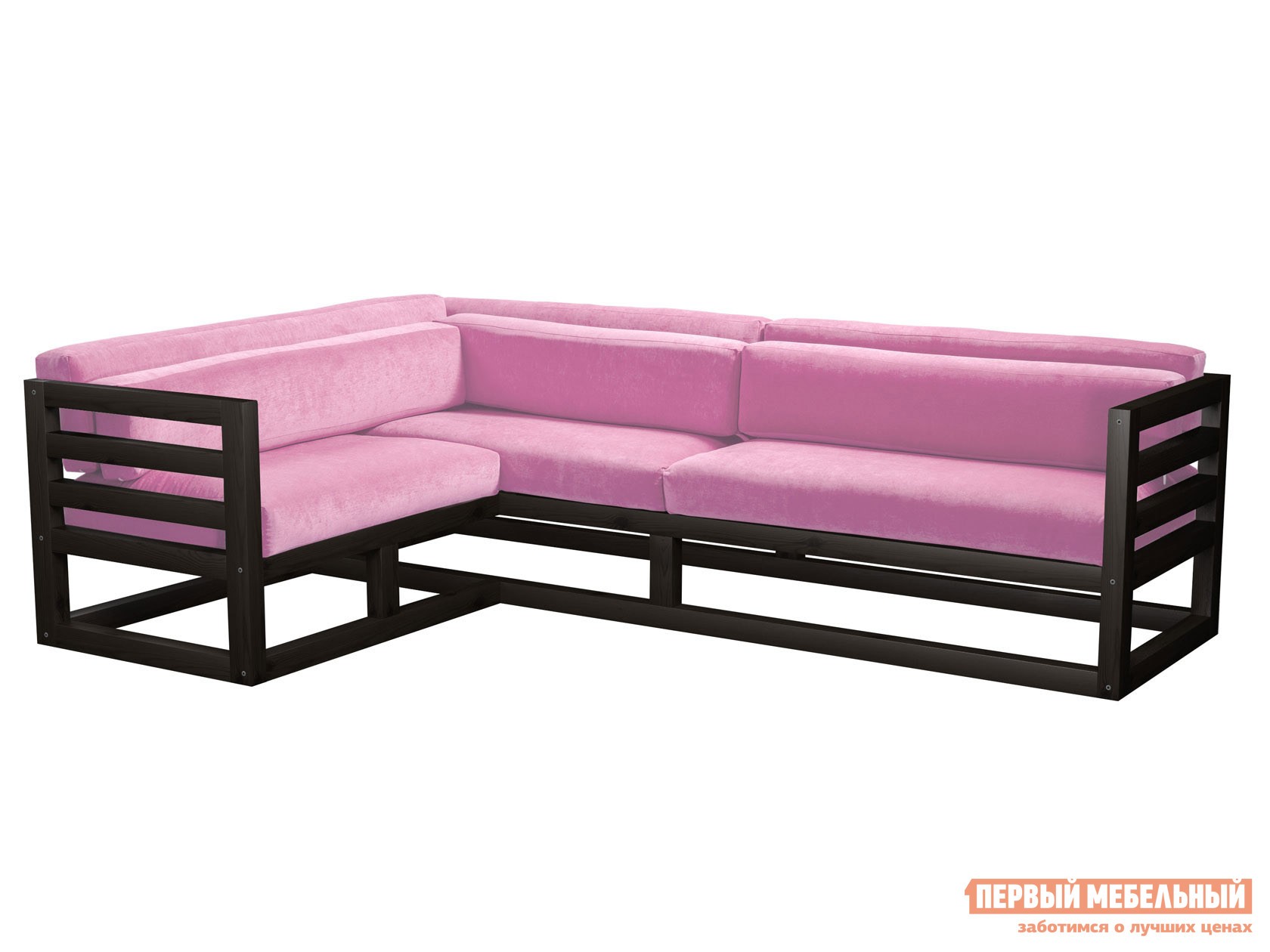 Угловой диван  Магнус Венге, Розовый, вельвет, Левая