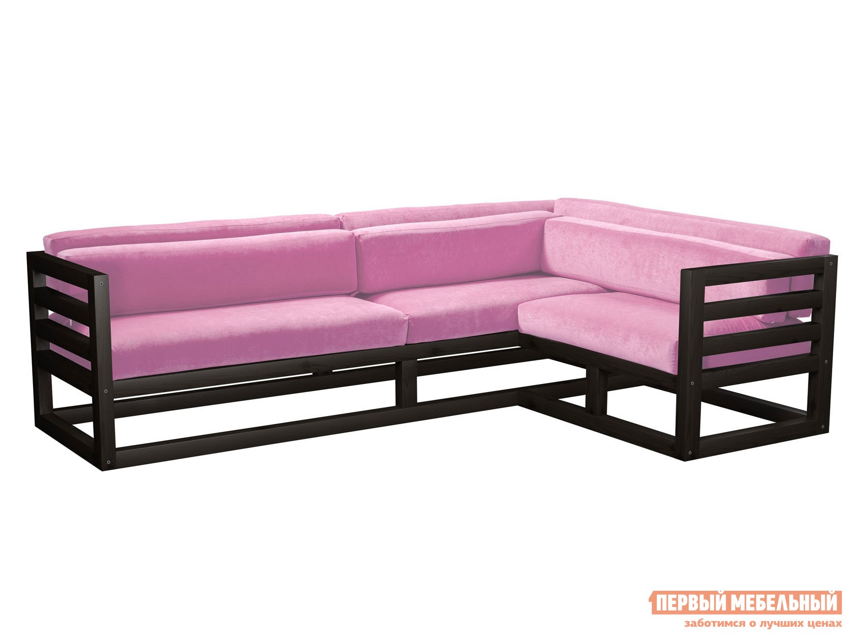 Угловой диван  Магнус Венге, Розовый, вельвет, Правая