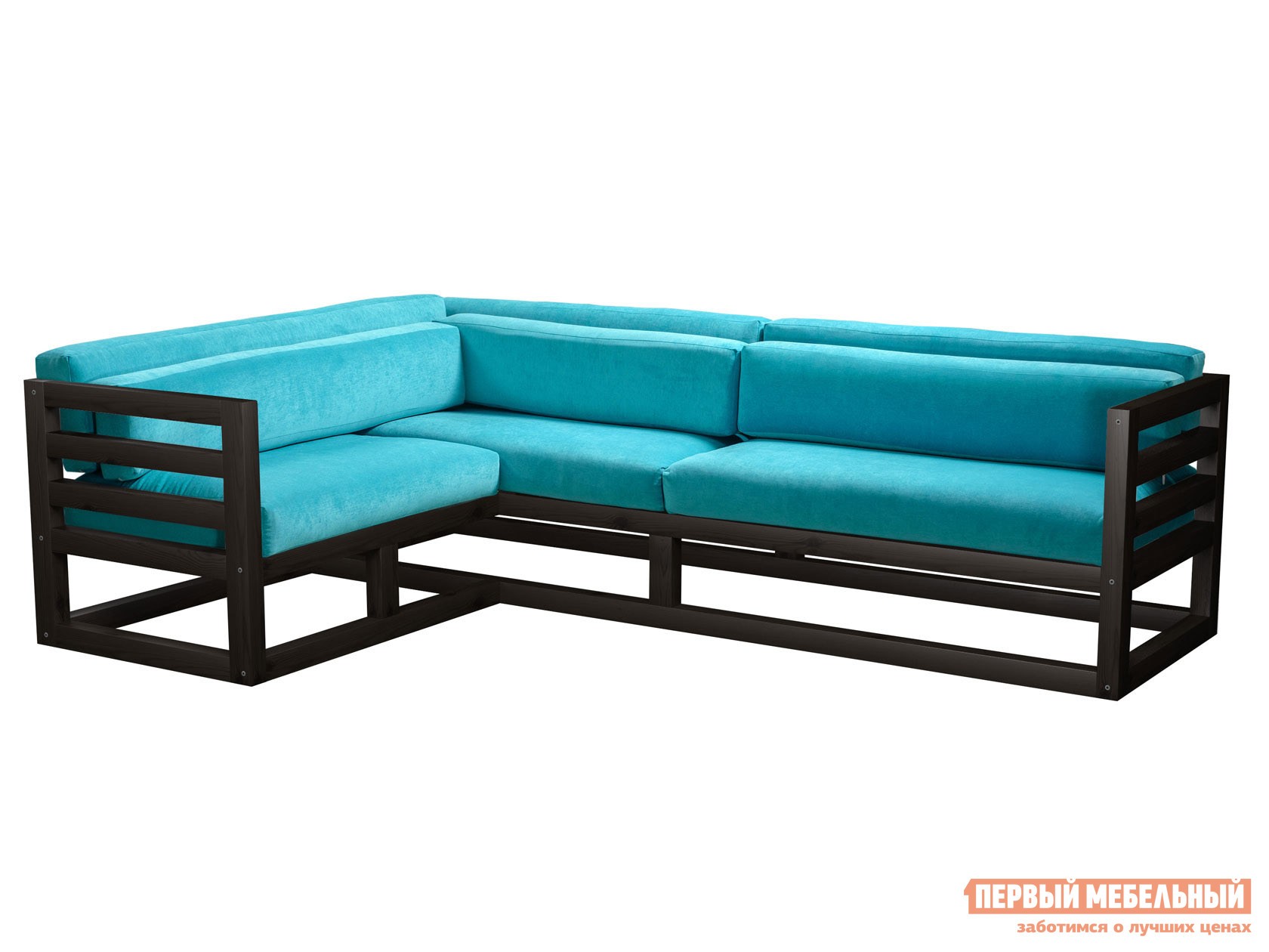 Угловой диван  Магнус Венге, Бирюзовый, вельвет, Левая