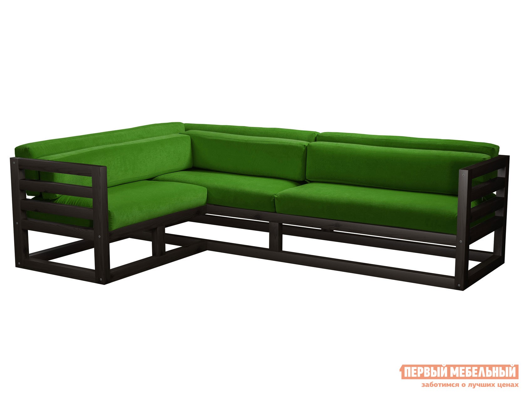 Угловой диван  Магнус Венге, Зеленый, вельвет, Левая