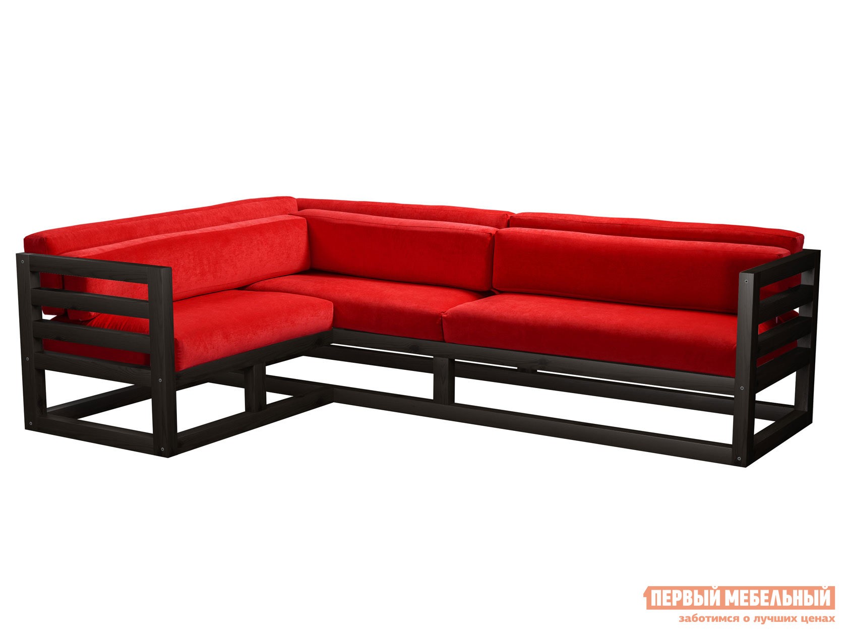 Угловой диван  Магнус Венге, Красный, вельвет, Левая