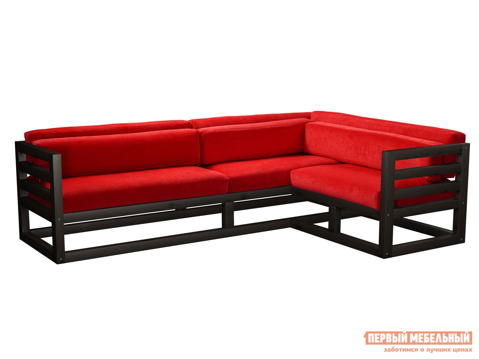 Угловой диван  Магнус Венге, Красный, вельвет, Правая