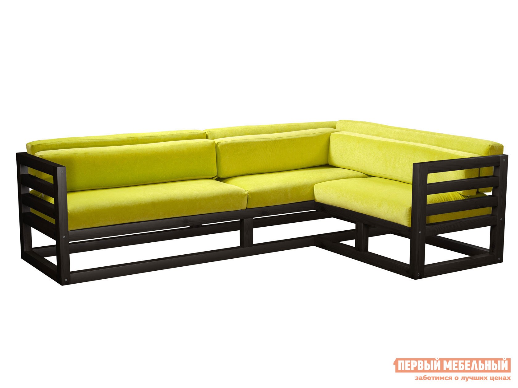 Угловой диван  Магнус Венге, Лимонный, вельвет, Правая