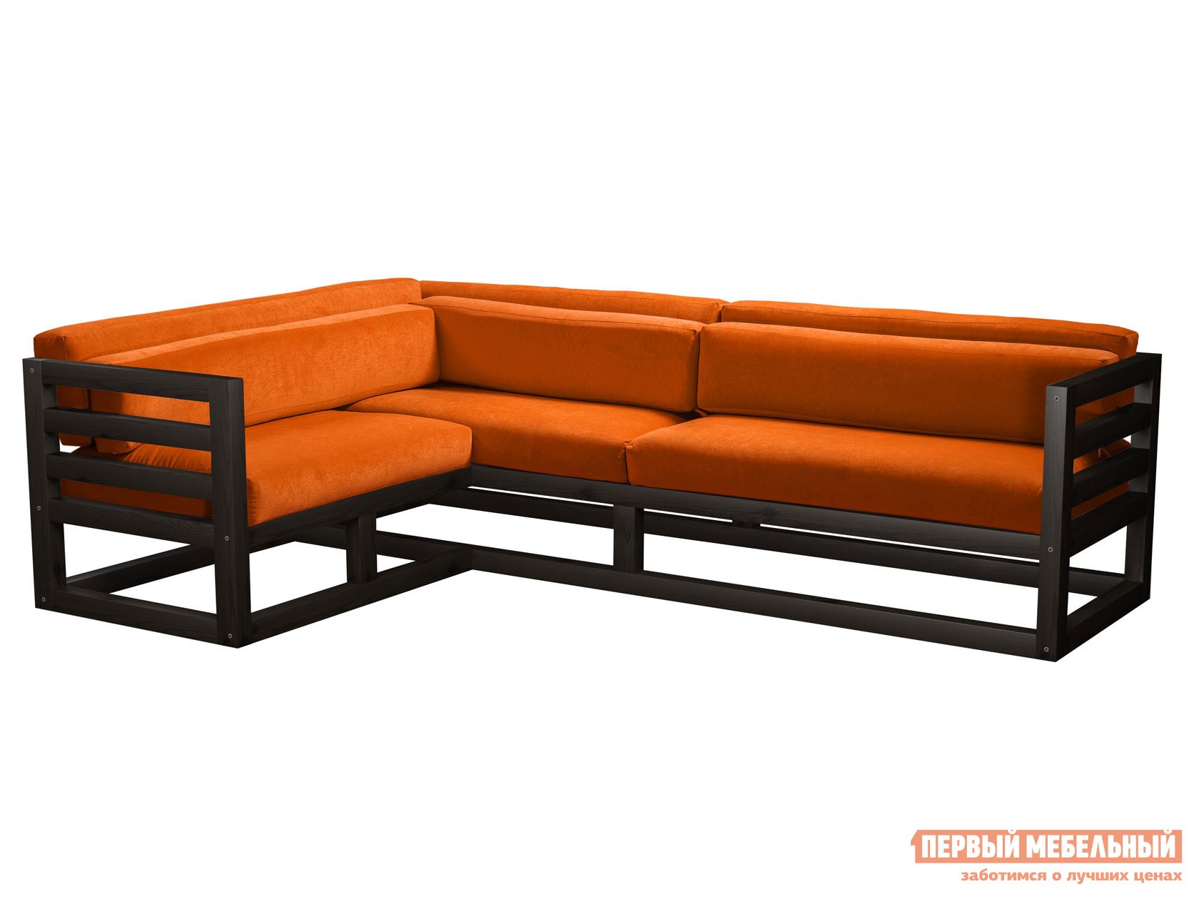 Угловой диван  Магнус Венге, Оранжевый, вельвет, Левая