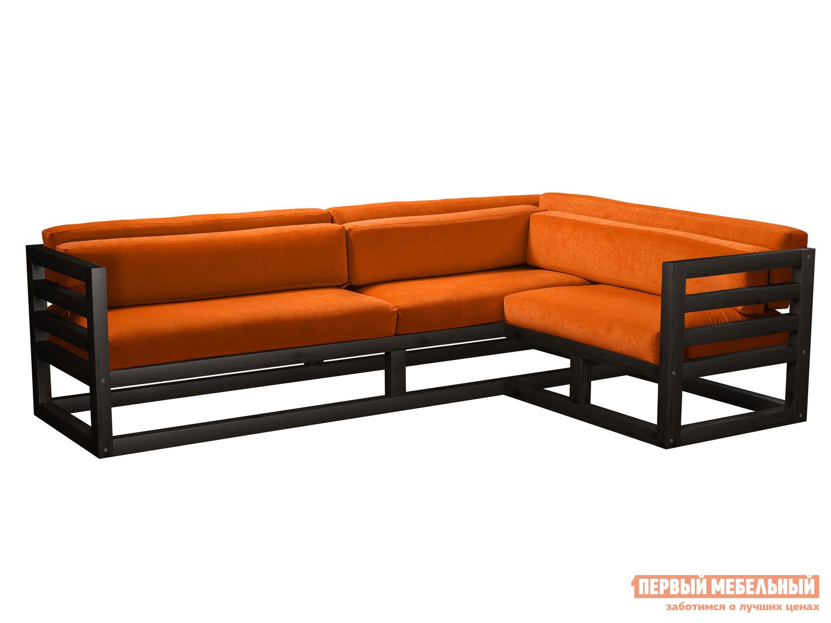 Угловой диван  Магнус Венге, Оранжевый, вельвет, Правая