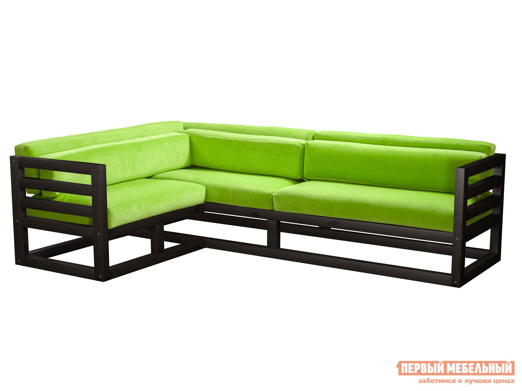 Угловой диван  Магнус Венге, Салатовый, вельвет, Левая