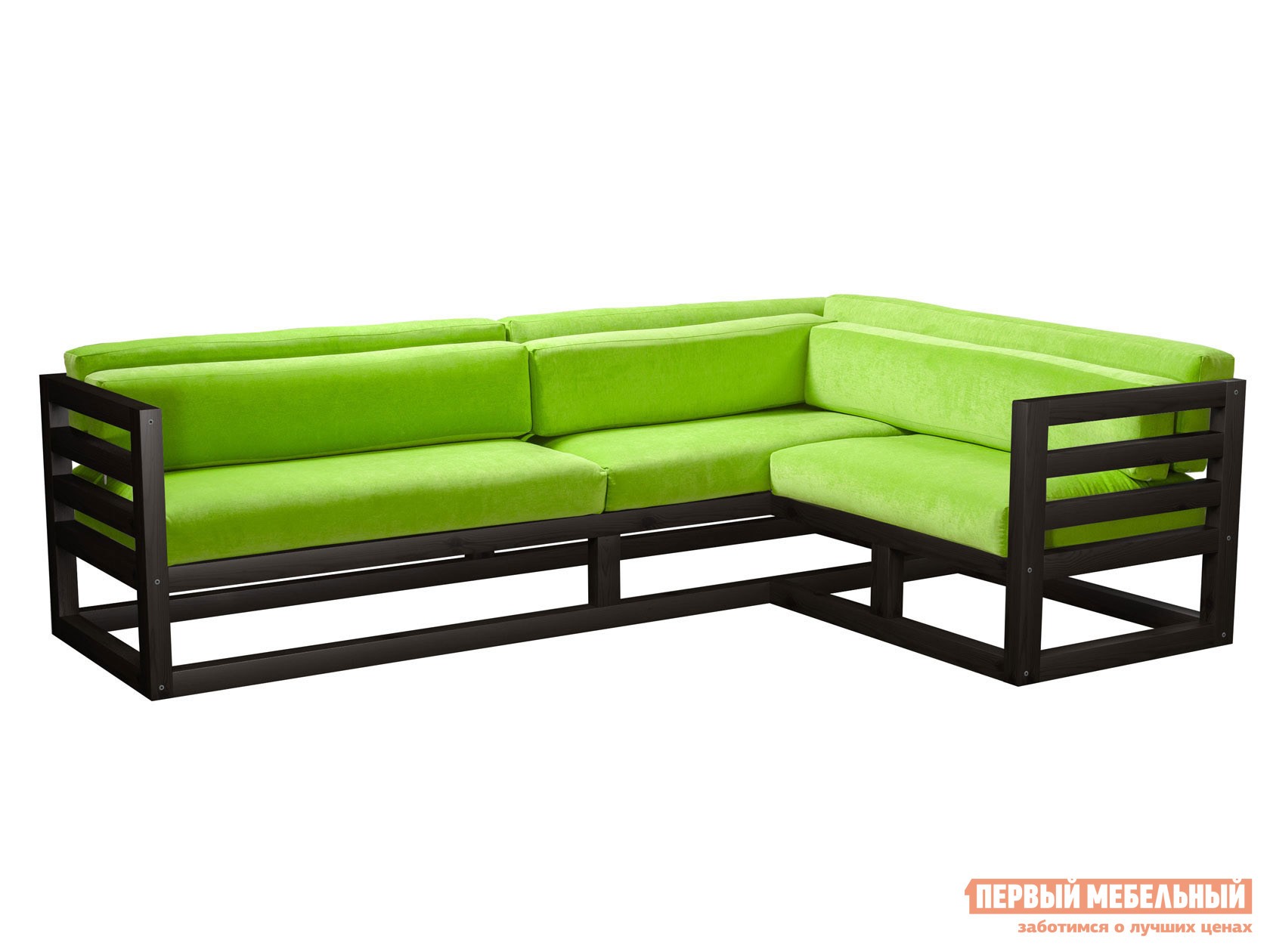 Угловой диван  Магнус Венге, Салатовый, вельвет, Правая