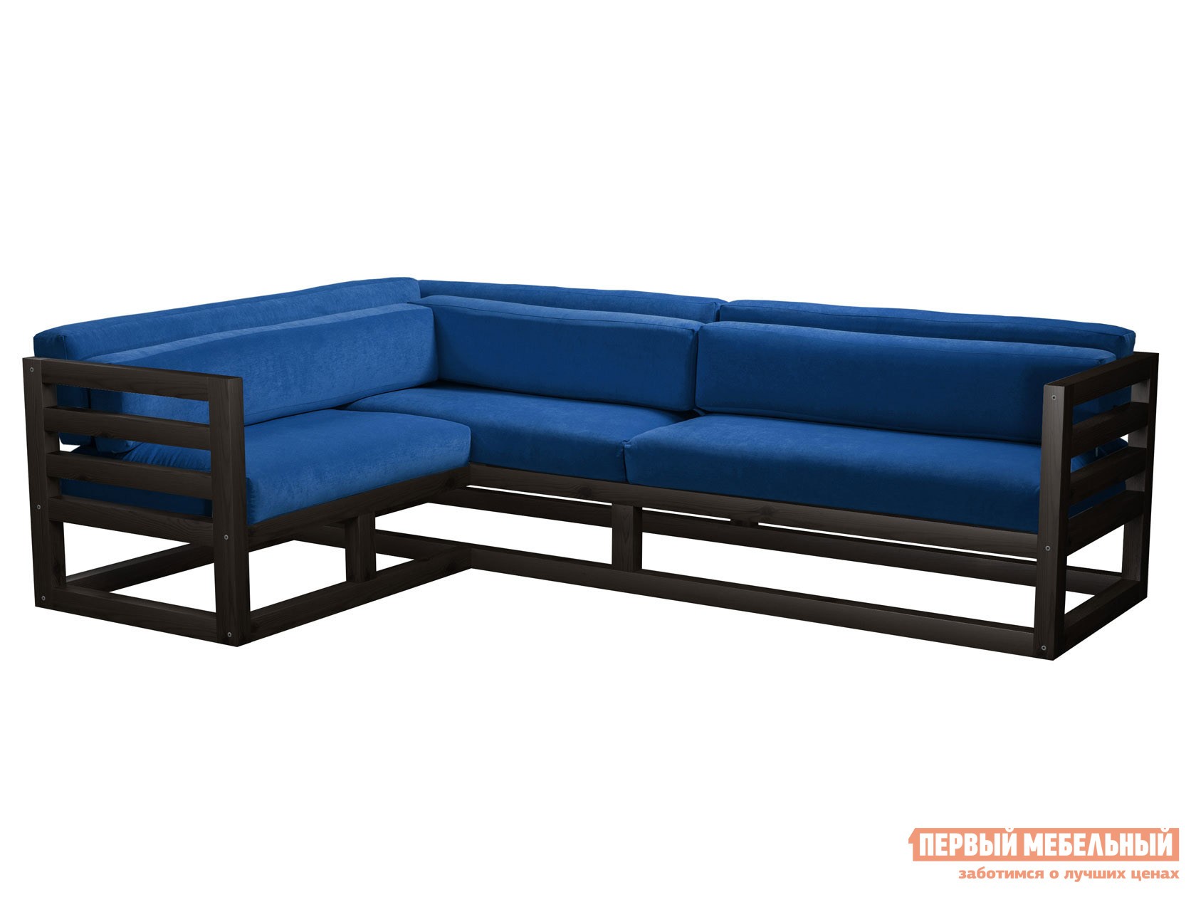 Угловой диван  Магнус Венге, Синий, вельвет, Левая