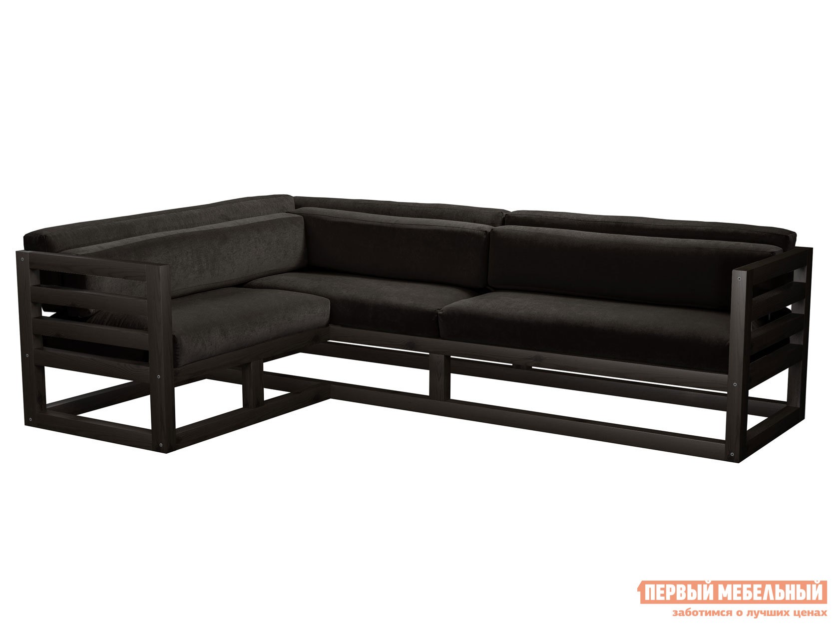 Угловой диван  Магнус Венге, Черный, вельвет, Левая