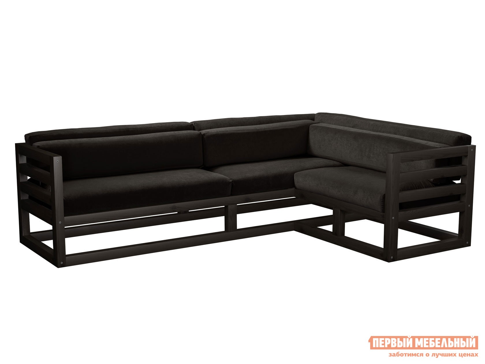 Угловой диван  Магнус Венге, Черный, вельвет, Правая