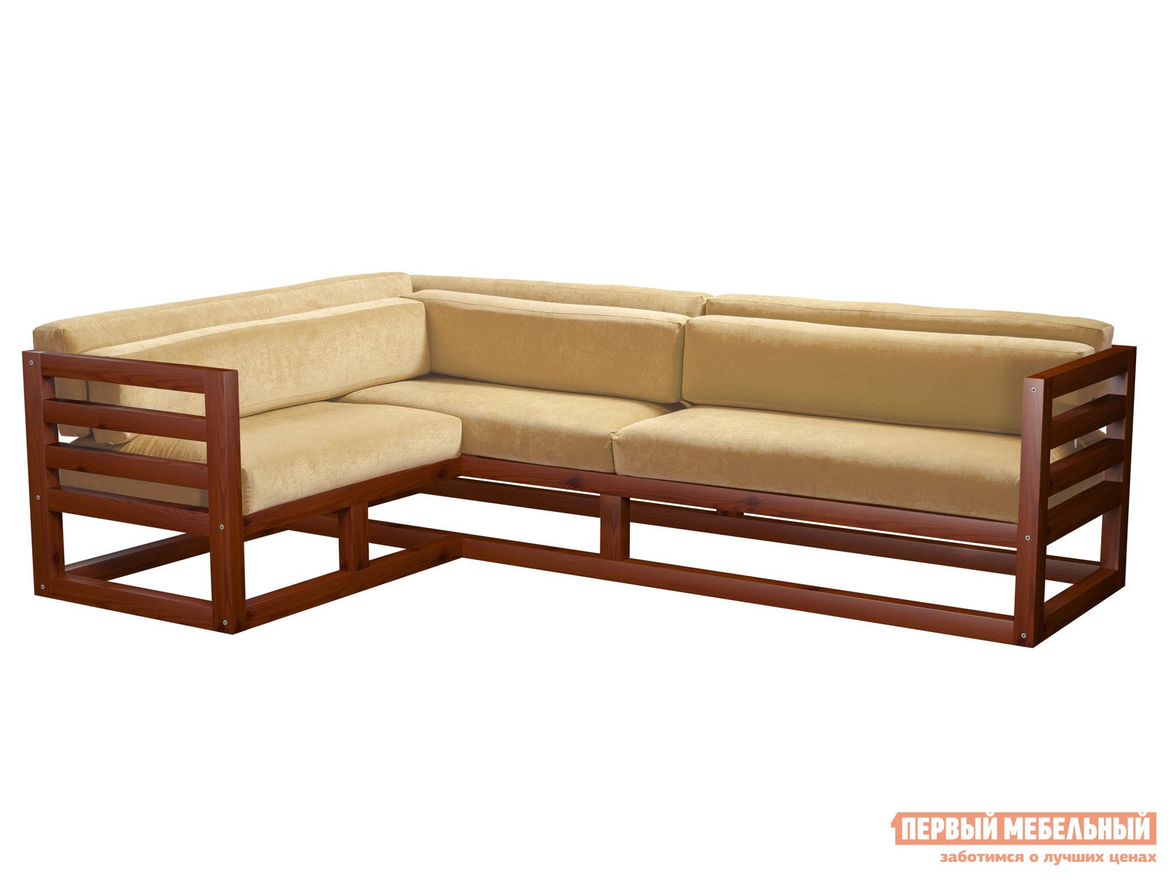 Угловой диван  Магнус Вишня, Бежевый, вельвет, Левая