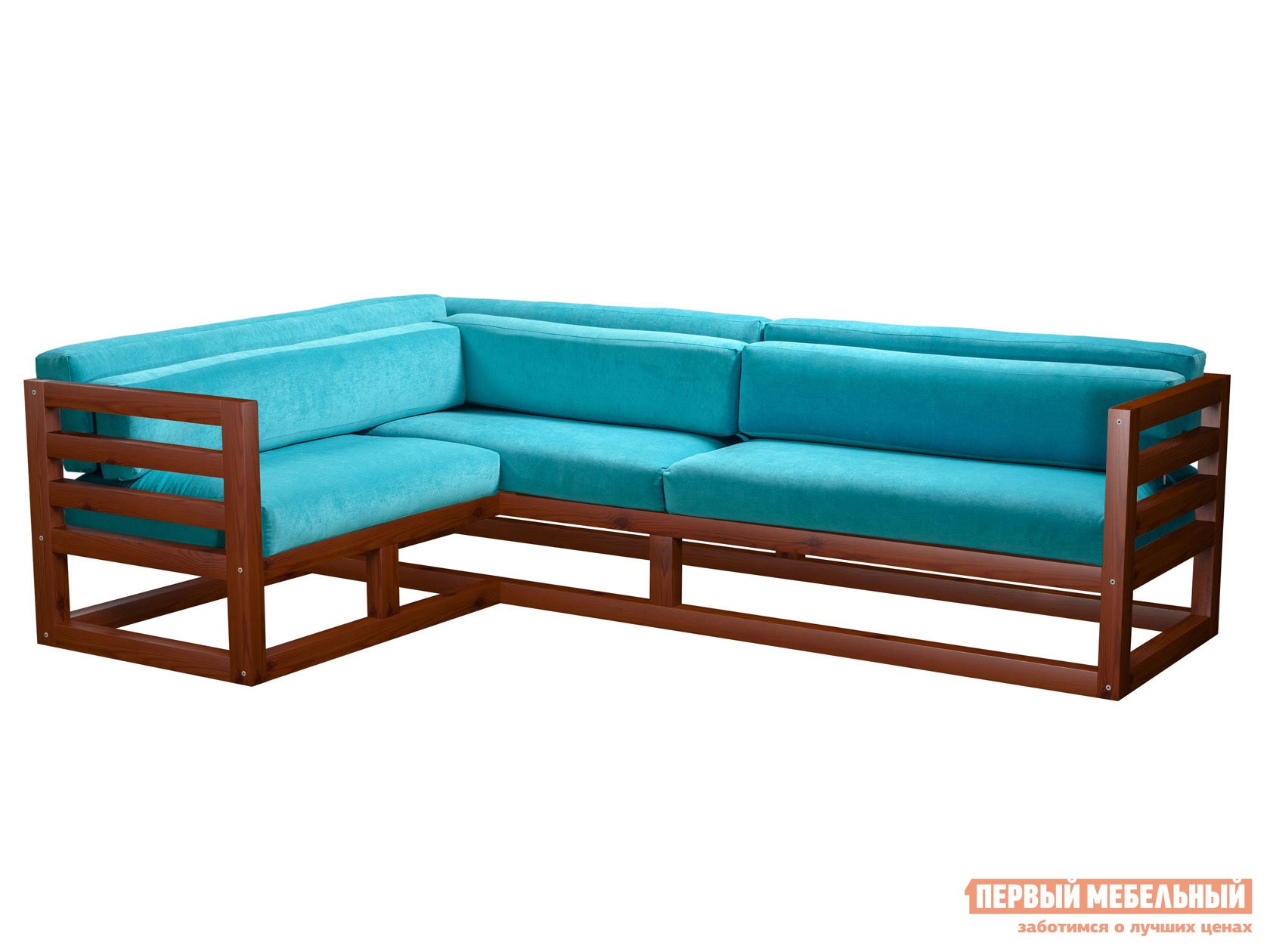 Угловой диван  Магнус Вишня, Бирюзовый, вельвет, Левая