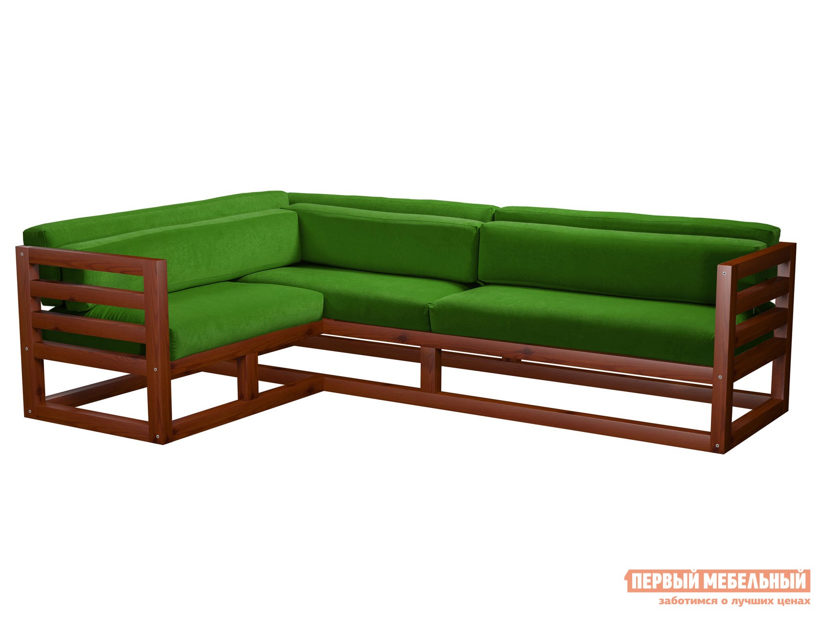 Угловой диван  Магнус Вишня, Зеленый, вельвет, Левая