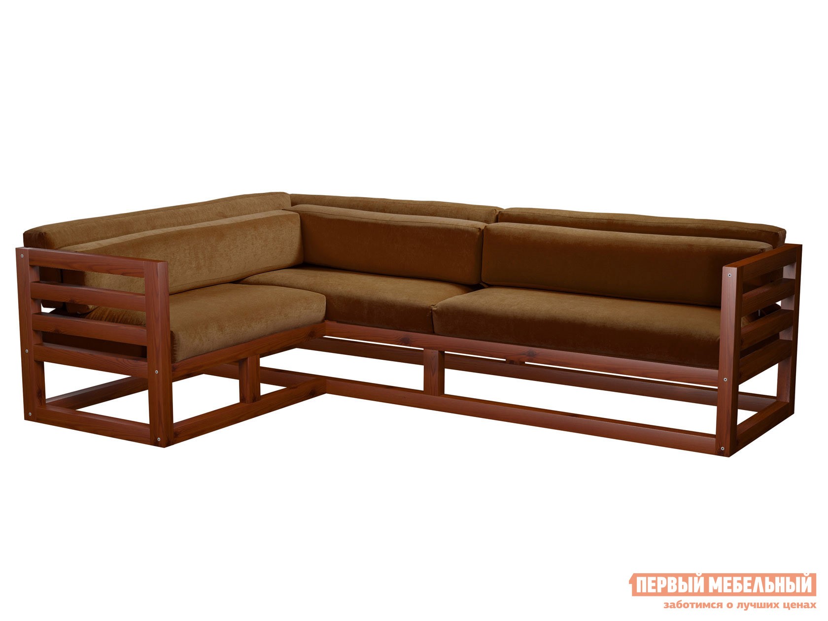 Угловой диван  Магнус Вишня, Коричневый, вельвет, Левая