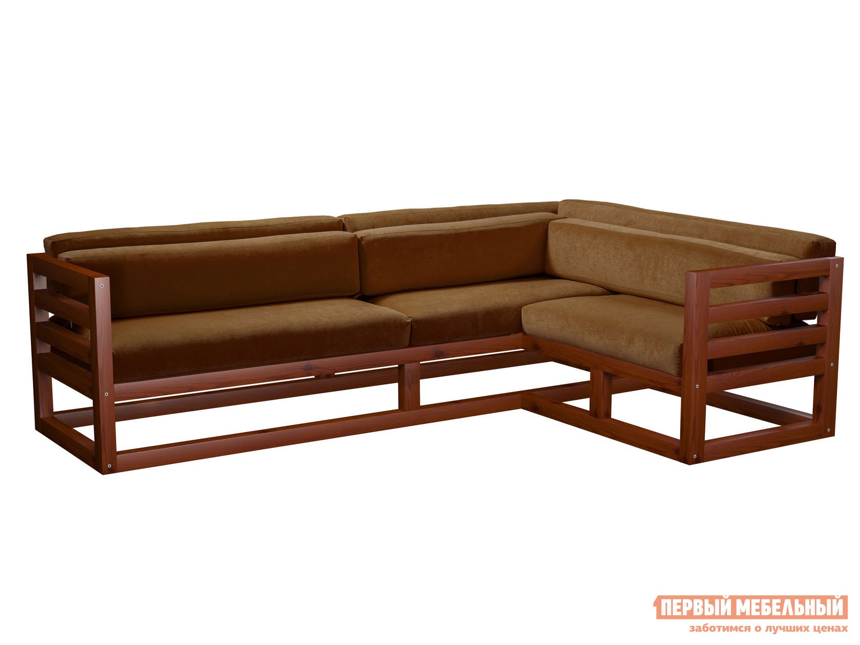 Угловой диван  Магнус Вишня, Коричневый, вельвет, Правая