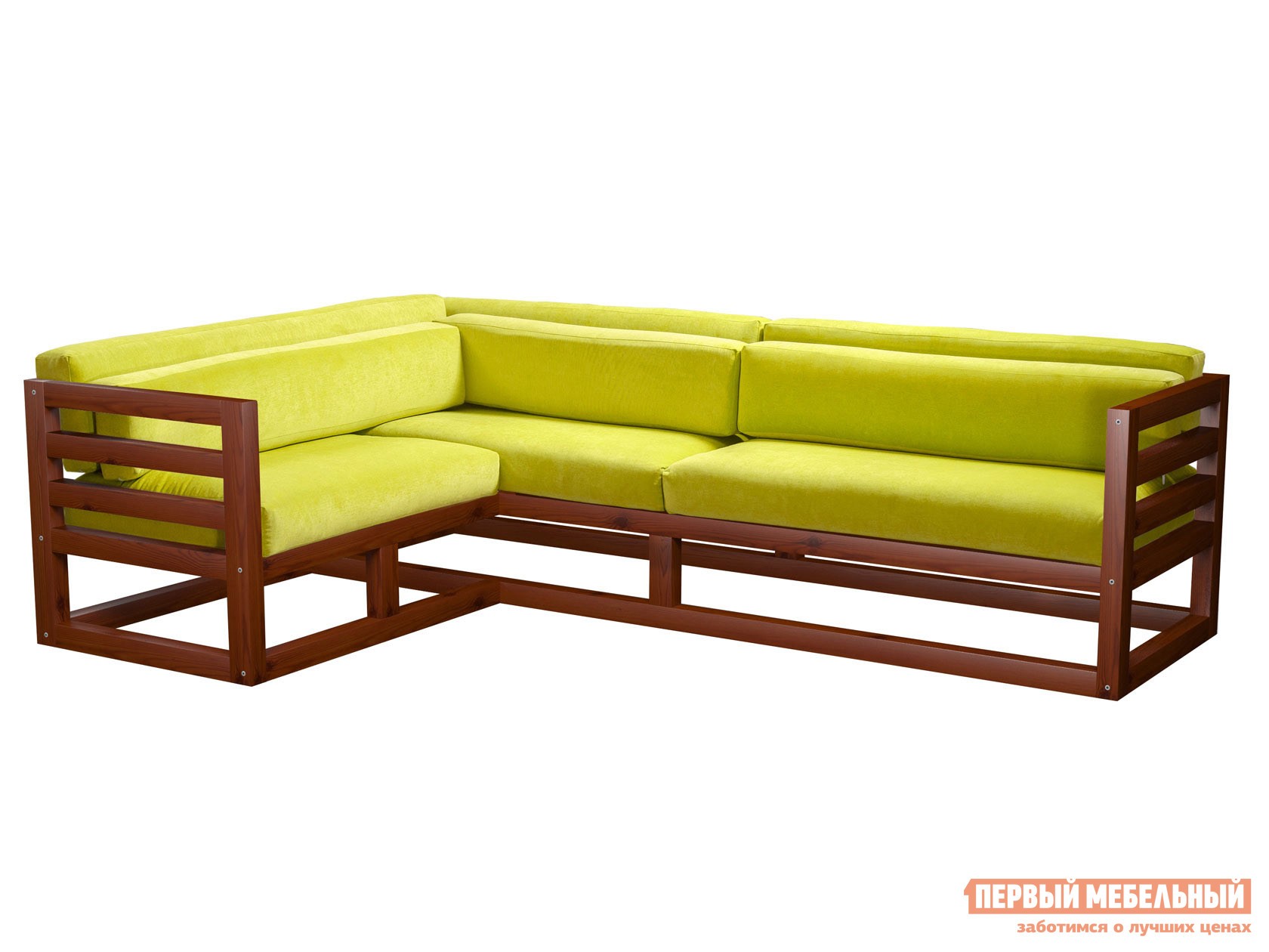 Угловой диван  Магнус Вишня, Лимонный, вельвет, Левая