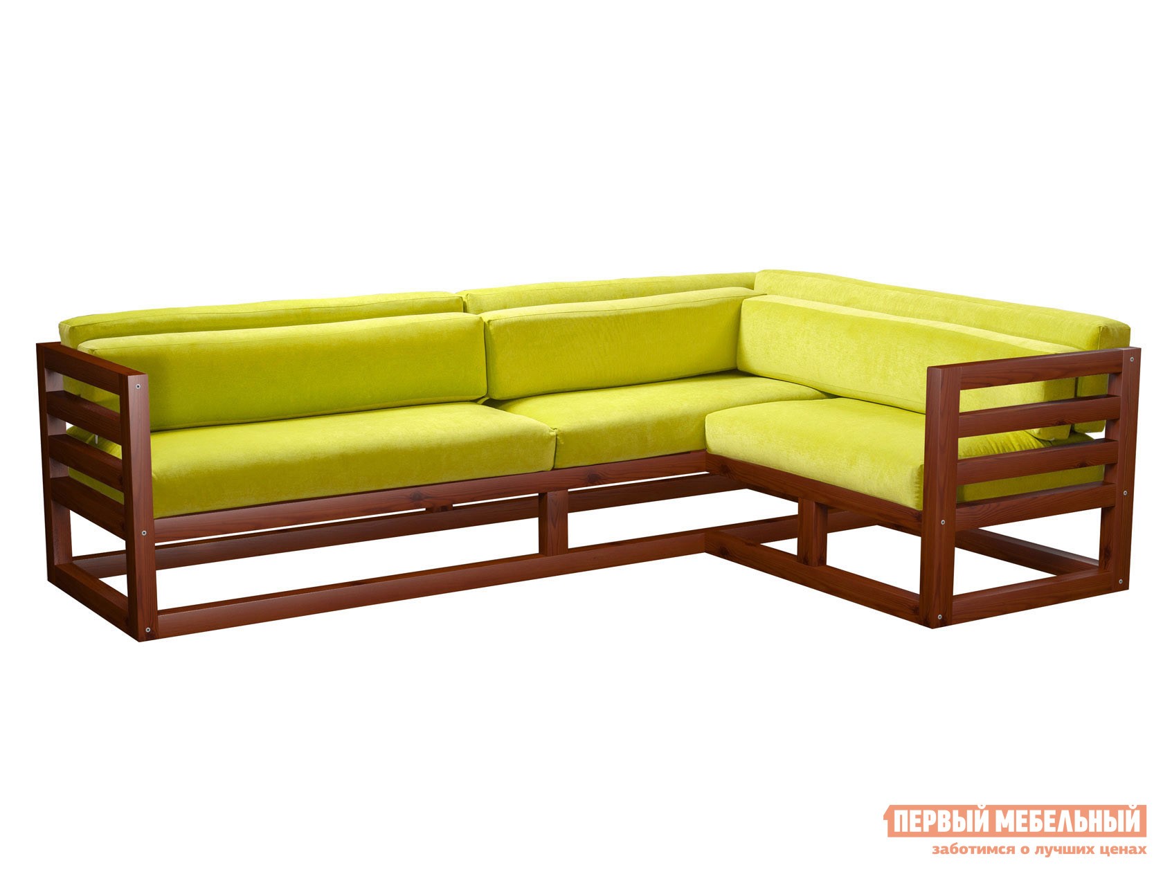 Угловой диван  Магнус Вишня, Лимонный, вельвет, Правая