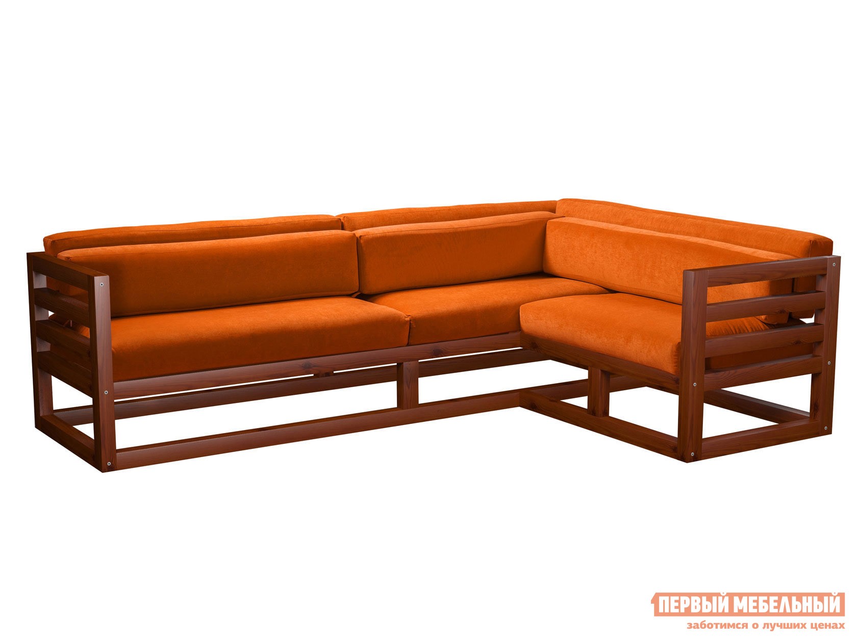 Угловой диван  Магнус Вишня, Оранжевый, вельвет, Правая