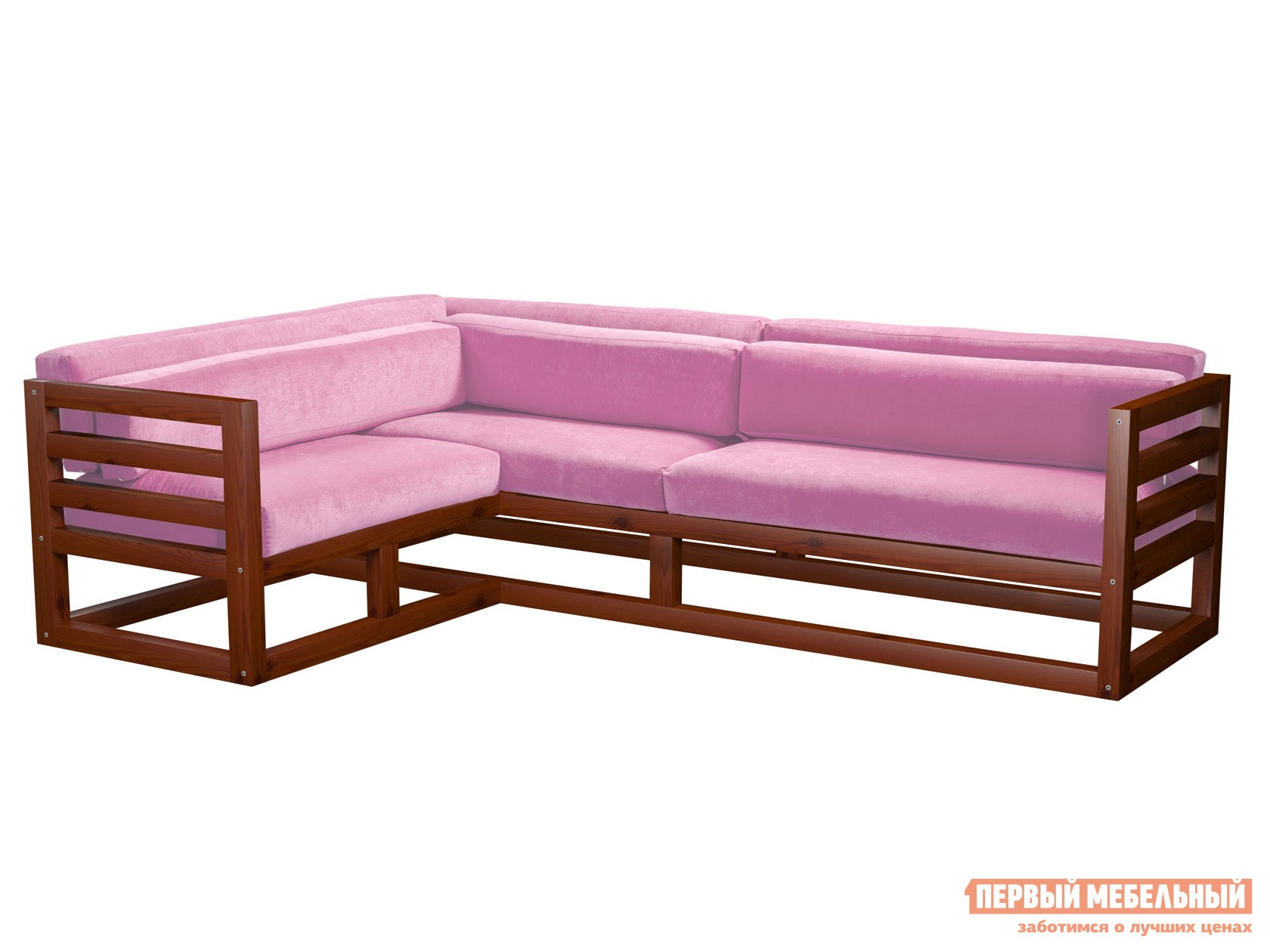 Угловой диван  Магнус Вишня, Розовый, вельвет, Левая