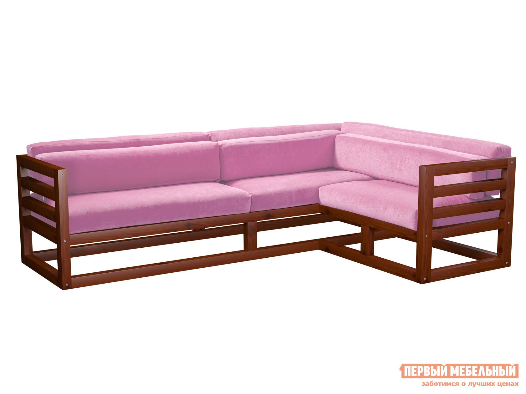 Угловой диван  Магнус Вишня, Розовый, вельвет, Правая