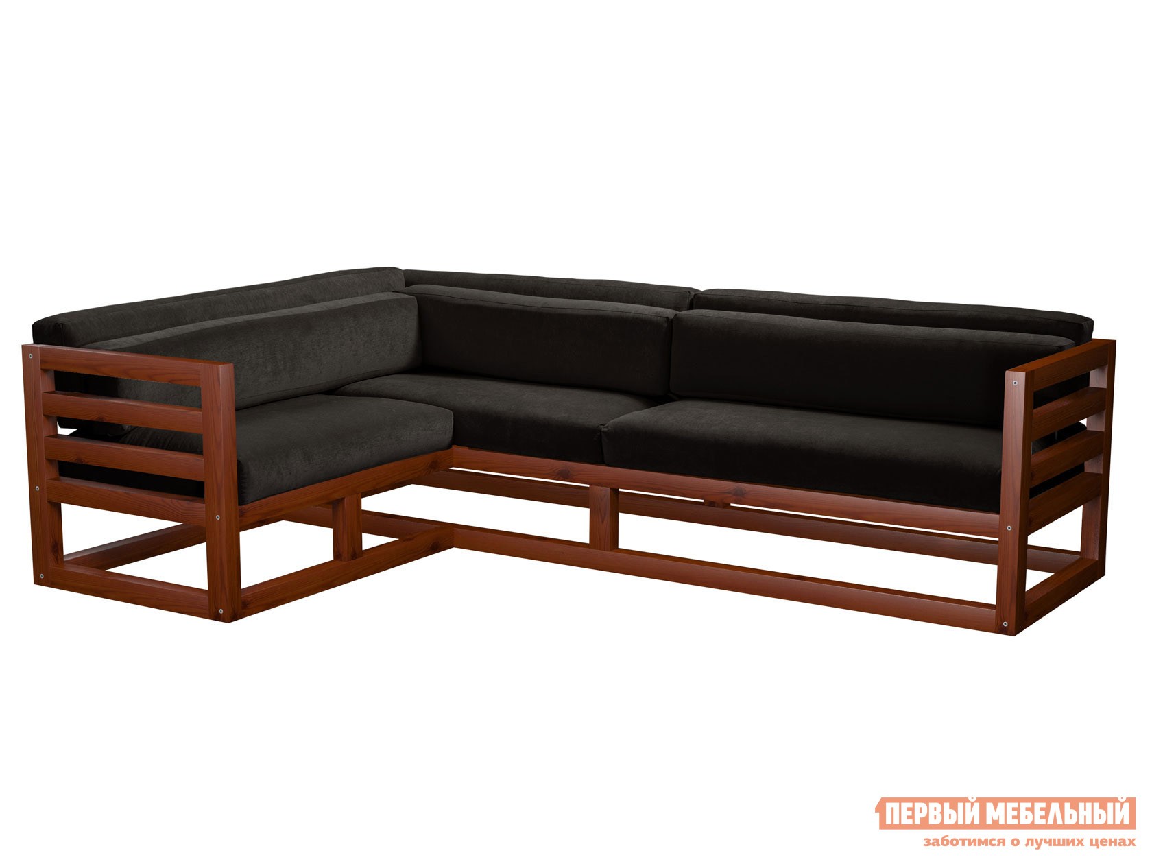 Угловой диван  Магнус Вишня, Черный, вельвет, Левая