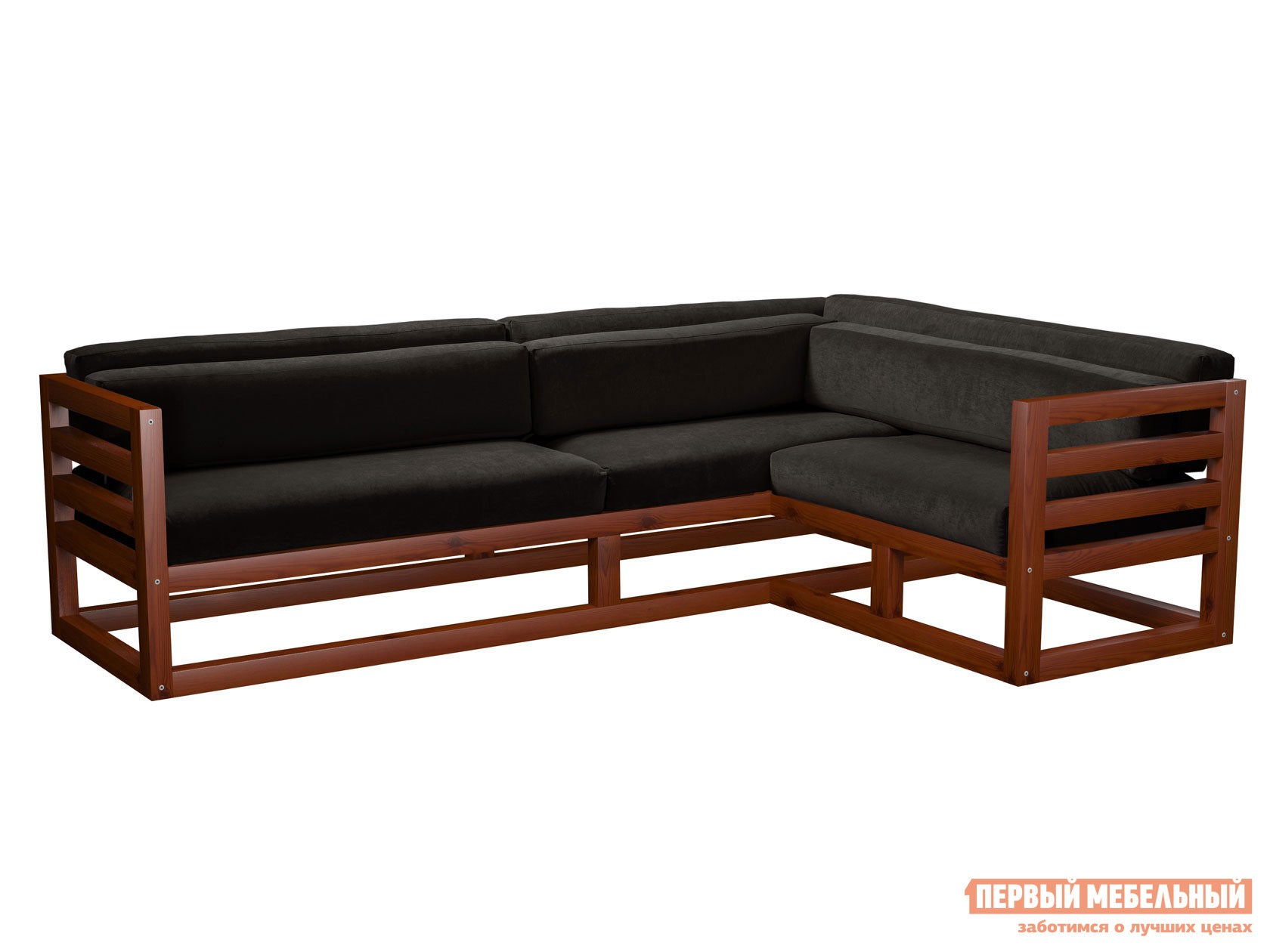 Угловой диван  Магнус Вишня, Черный, вельвет, Правая