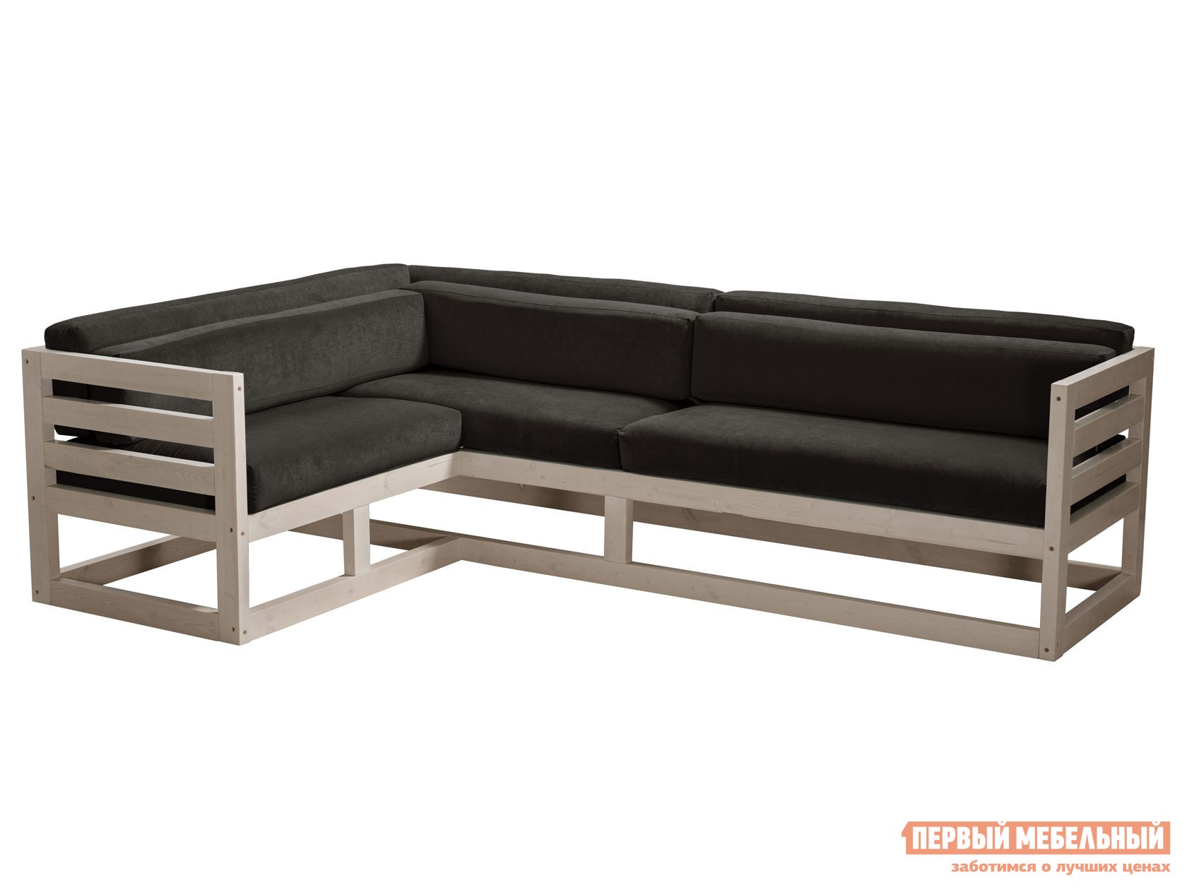 Угловой диван  Магнус Дуб беленый, Черный, вельвет, Левая