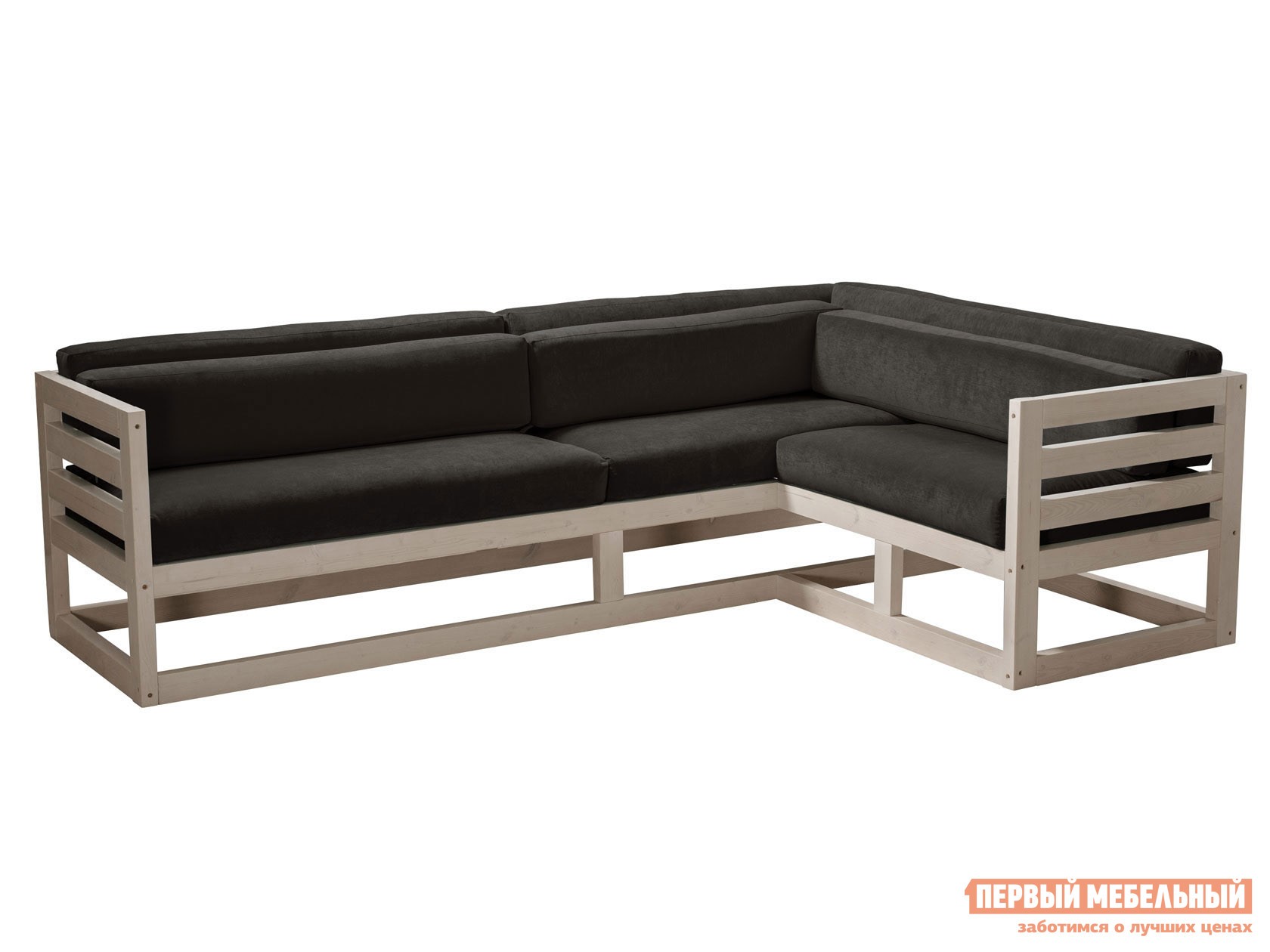 Угловой диван  Магнус Дуб беленый, Черный, вельвет, Правая