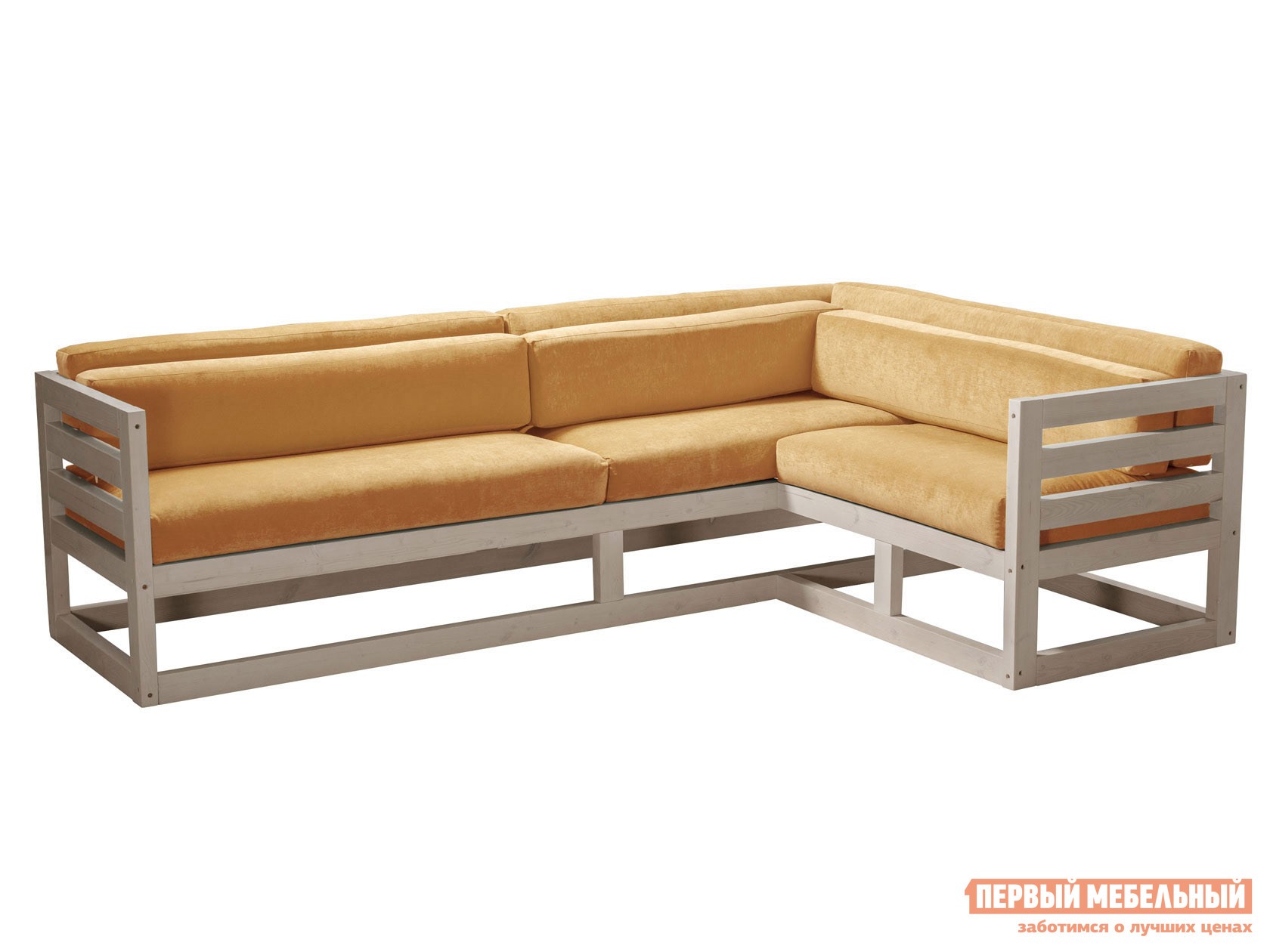 Угловой диван  Магнус Дуб беленый, Бежевый, вельвет, Правая