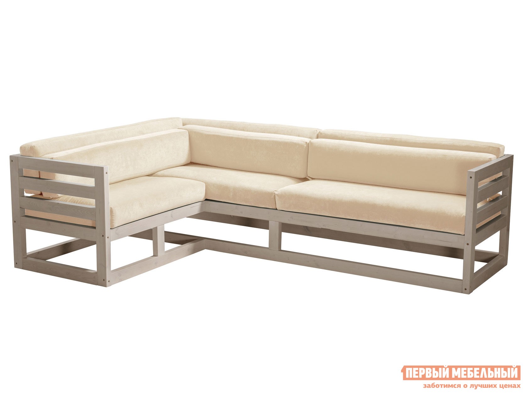 Угловой диван  Магнус Дуб беленый, Белый, вельвет, Левая