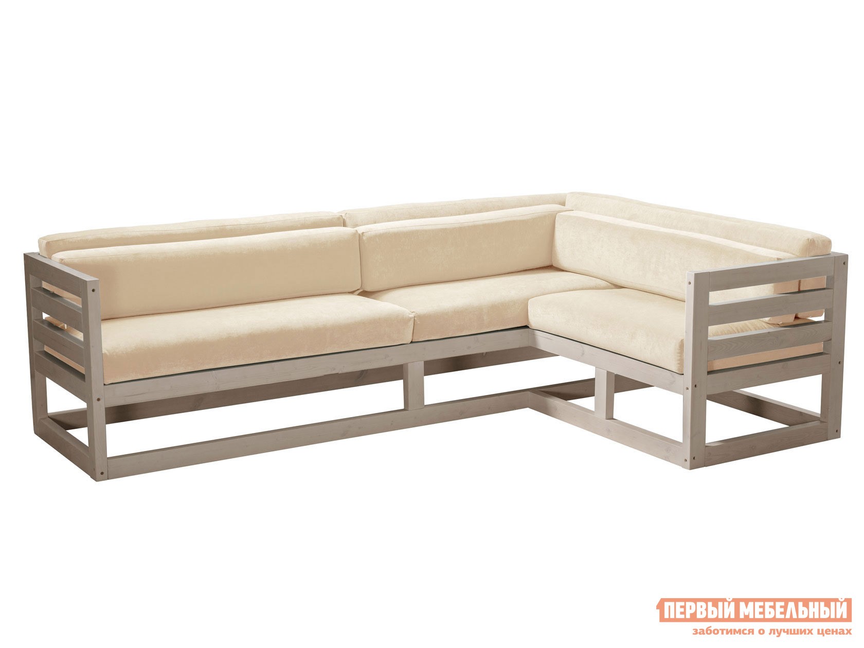 Угловой диван  Магнус Дуб беленый, Белый, вельвет, Правая