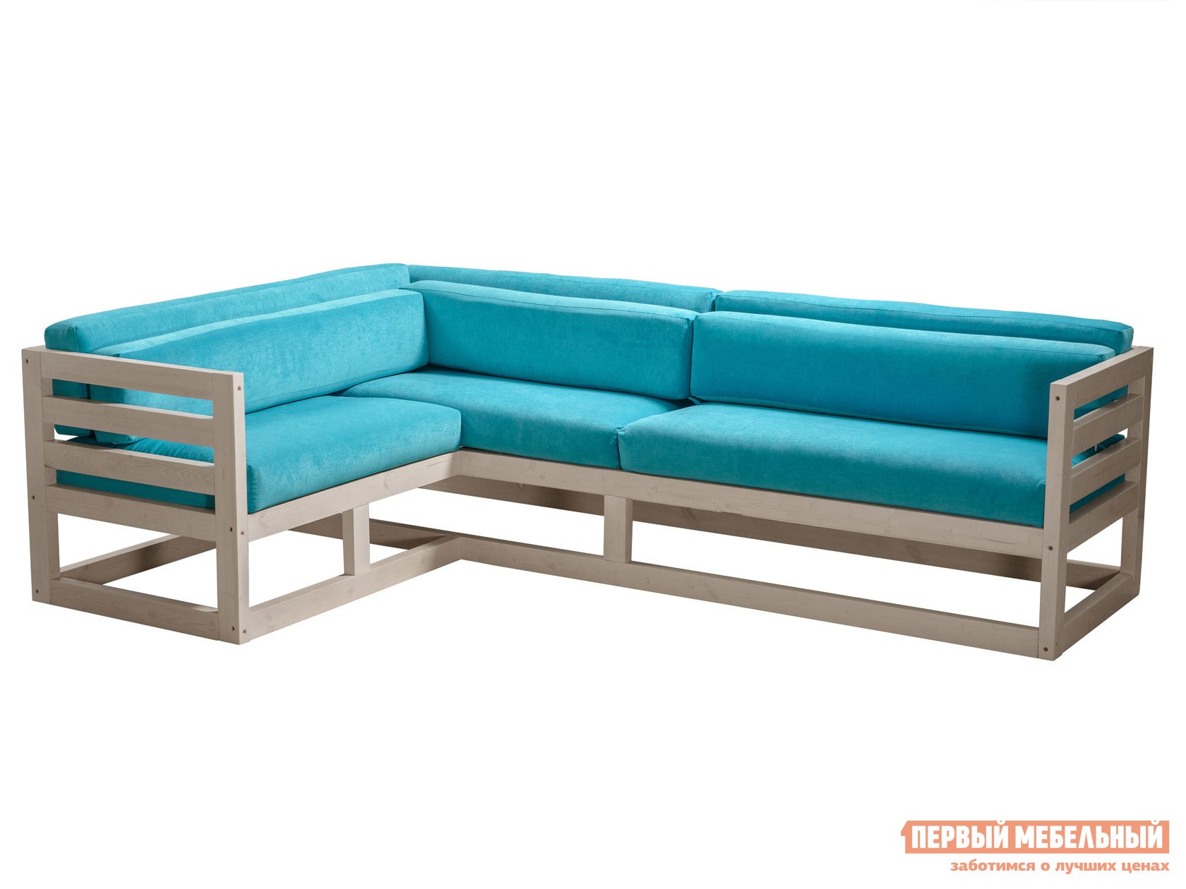 Угловой диван  Магнус Дуб беленый, Бирюзовый, вельвет, Левая