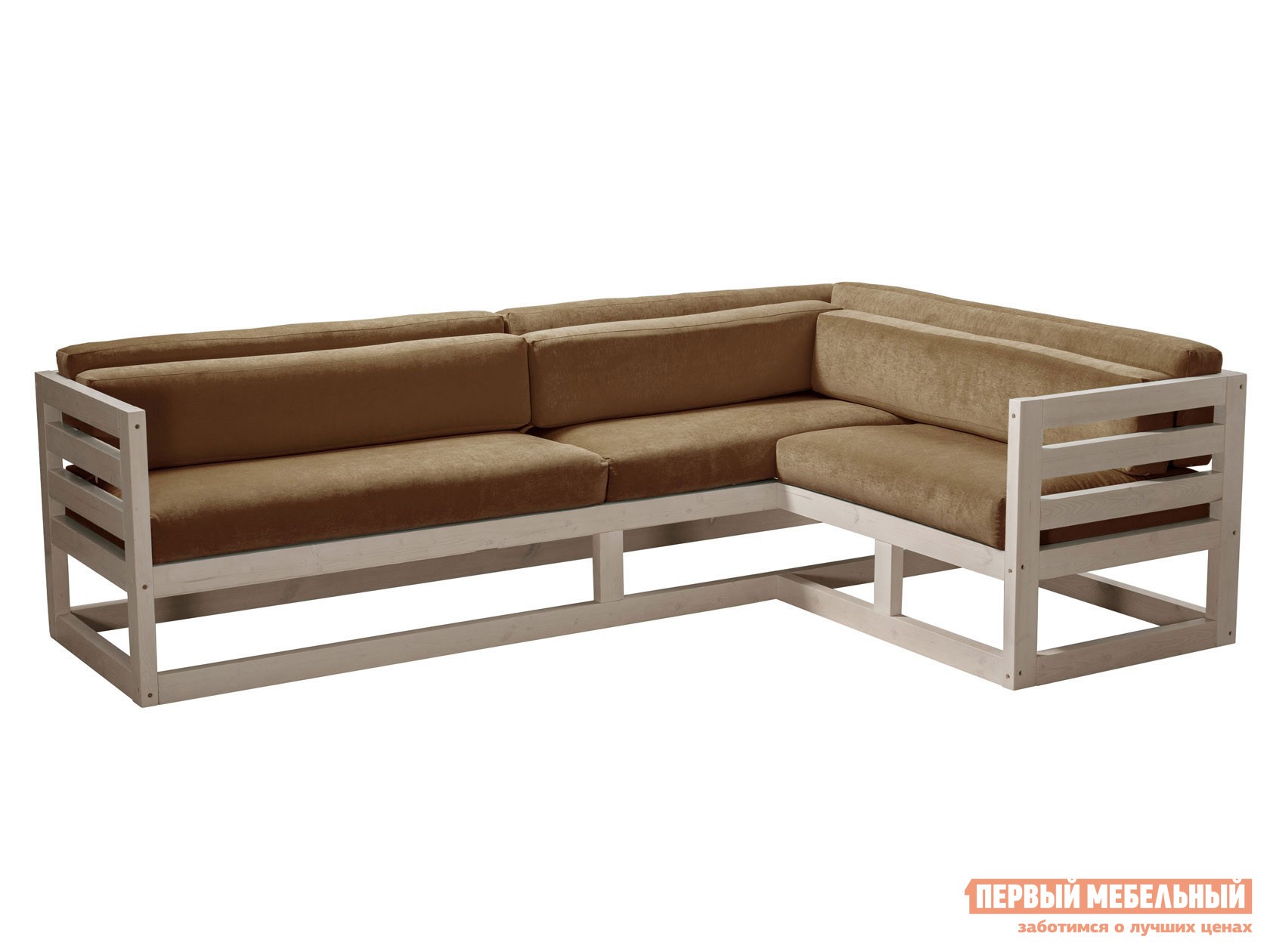 Угловой диван  Магнус Дуб беленый, Коричневый, вельвет, Правая