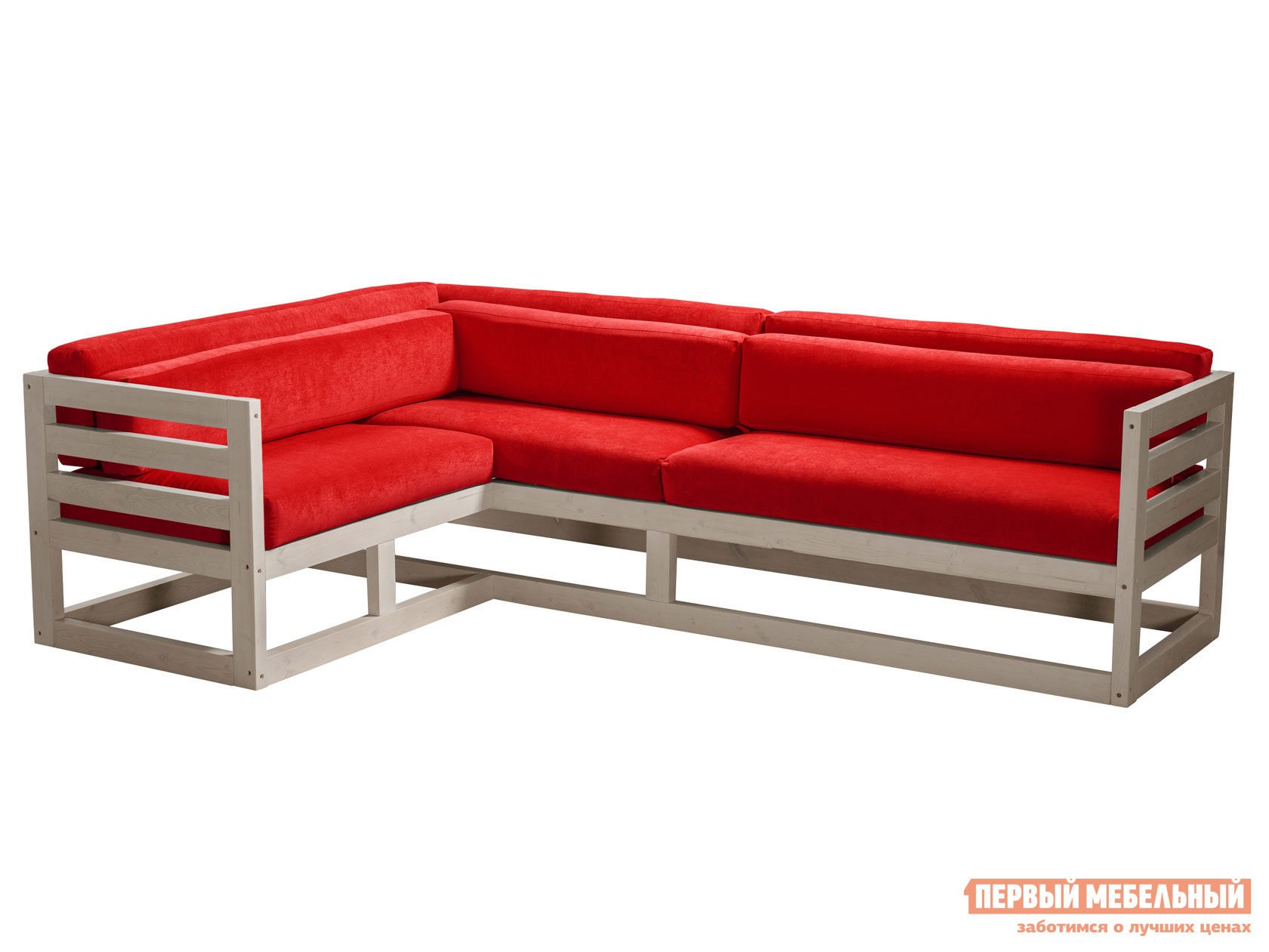 Угловой диван  Магнус Дуб беленый, Красный, вельвет, Левая