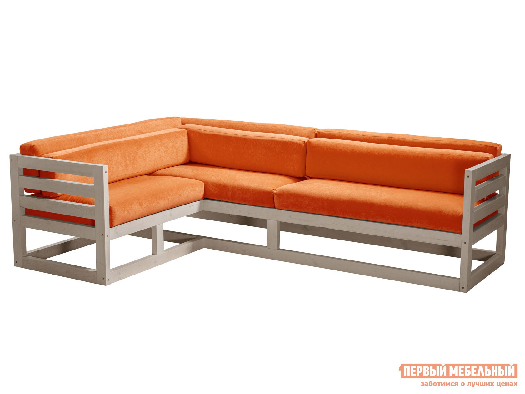 Угловой диван  Магнус Дуб беленый, Оранжевый, вельвет, Левая