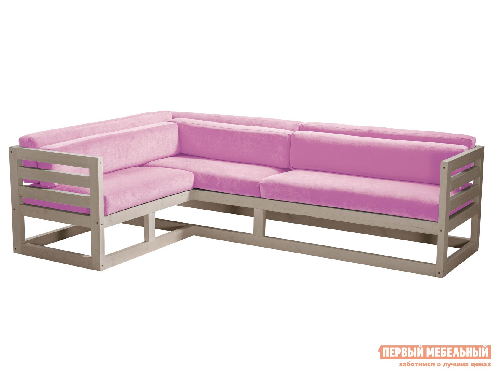 Угловой диван  Магнус Дуб беленый, Розовый, вельвет, Левая