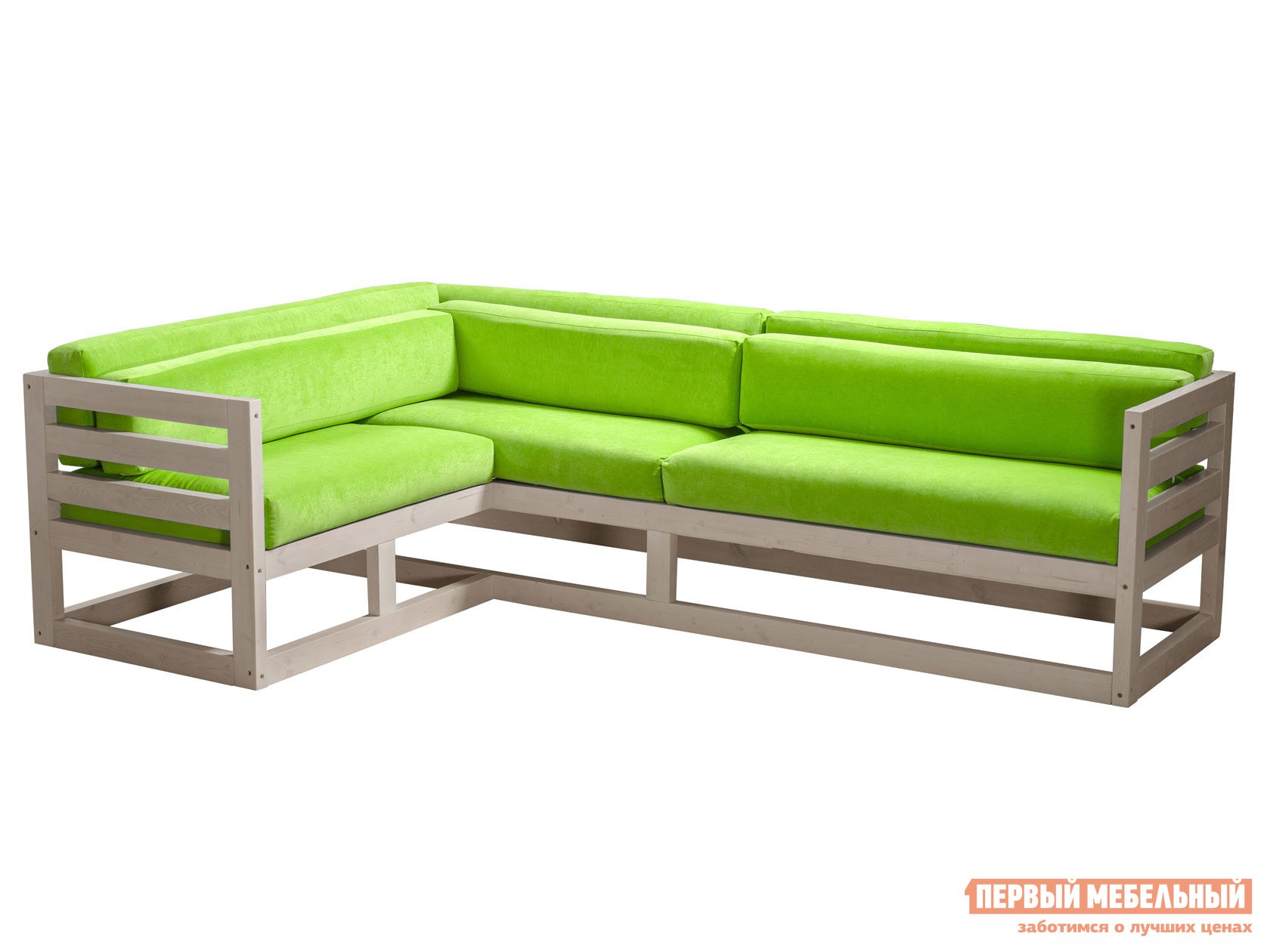 Угловой диван  Магнус Дуб беленый, Салатовый, вельвет, Левая